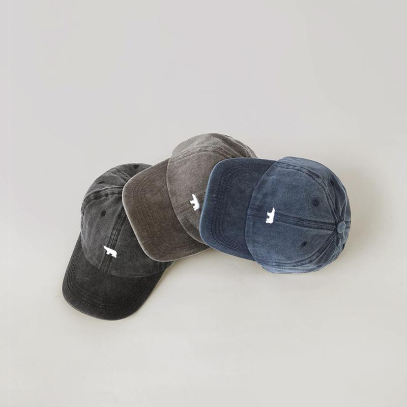 Sun Visor - キッズ 帽子 日よけ キッズ 野球帽 レトロ デニム ウォッシュ加工 アメリカンスタイル シンプル カートゥーン刺繍 UVカット 日焼け防止 遮光 カジュアル キャップ 子供用 帽子 夏向け アウトドア