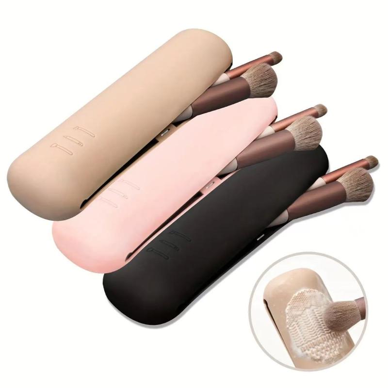 Drawstring Bags - 化粧ポーチ シリコン 多機能 磁気吸着 旅行用 ポータブル メイクブラシ 収納ケース 化粧品入れ コンパクト 軽量 防水 柔軟素材