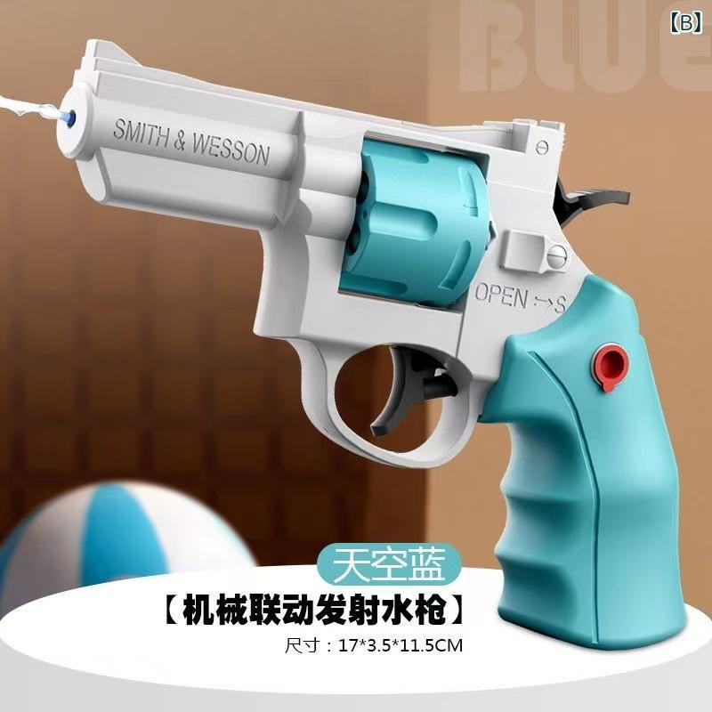 水鉄砲 玩具 子供用 リボルバー型 機械式連発 噴水式 夏用 屋外 ビーチ 遊び 防水 ...