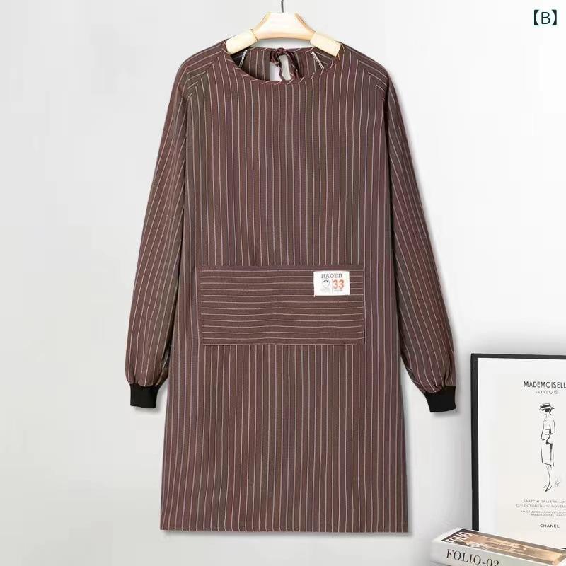 エプロン レディース 大人用 長袖 割烹着 かっぽう着 料理用 事務用 家事用 厨房 ...