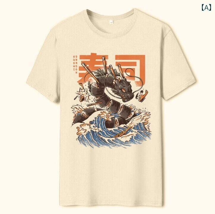 Tシャツ メンズ レディース ゴシック風 ラーメン ブロッコリ プリント カジュアル トップス ユニセックス グラフィック