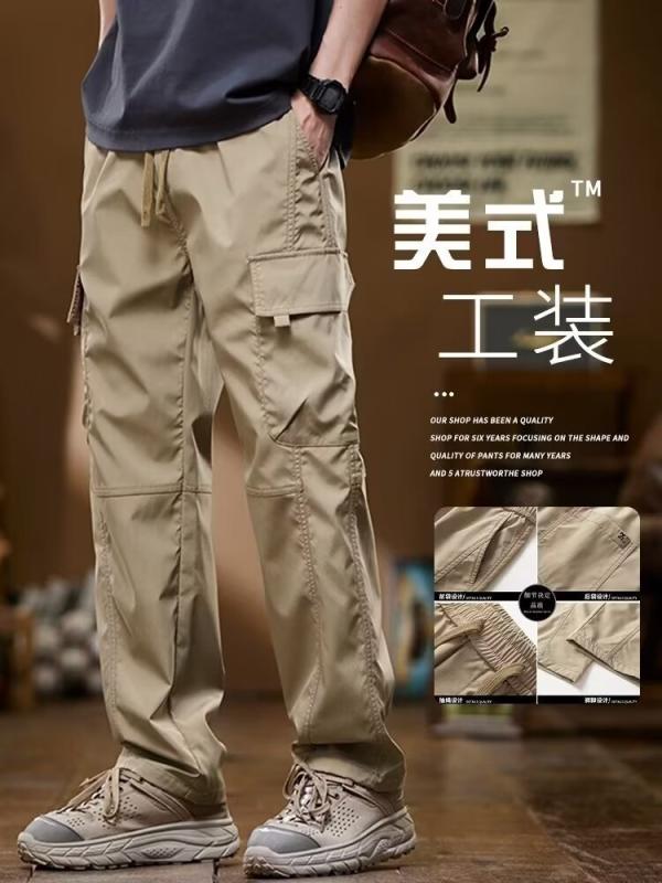 樂天商城 - メンズ カーゴパンツ 春夏 ダークチェック柄 ロング丈 フィット アメリカンスタイル カジュアルパンツ ゆったり ストリート ファッション 作業着 デイリー 普段使い コットン混 伸縮性 軽量 アウトドア 対応