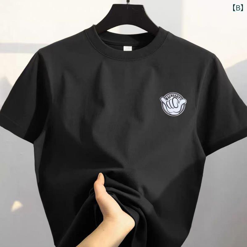 ポイント10倍 メンズ 短袖 Tシャツ 夏用 100%コットン 厚手 カジュアル 学生向け かわいいプリント柄 普段使い トップス 綿素材 軽やか 吸湿性 — vista 3