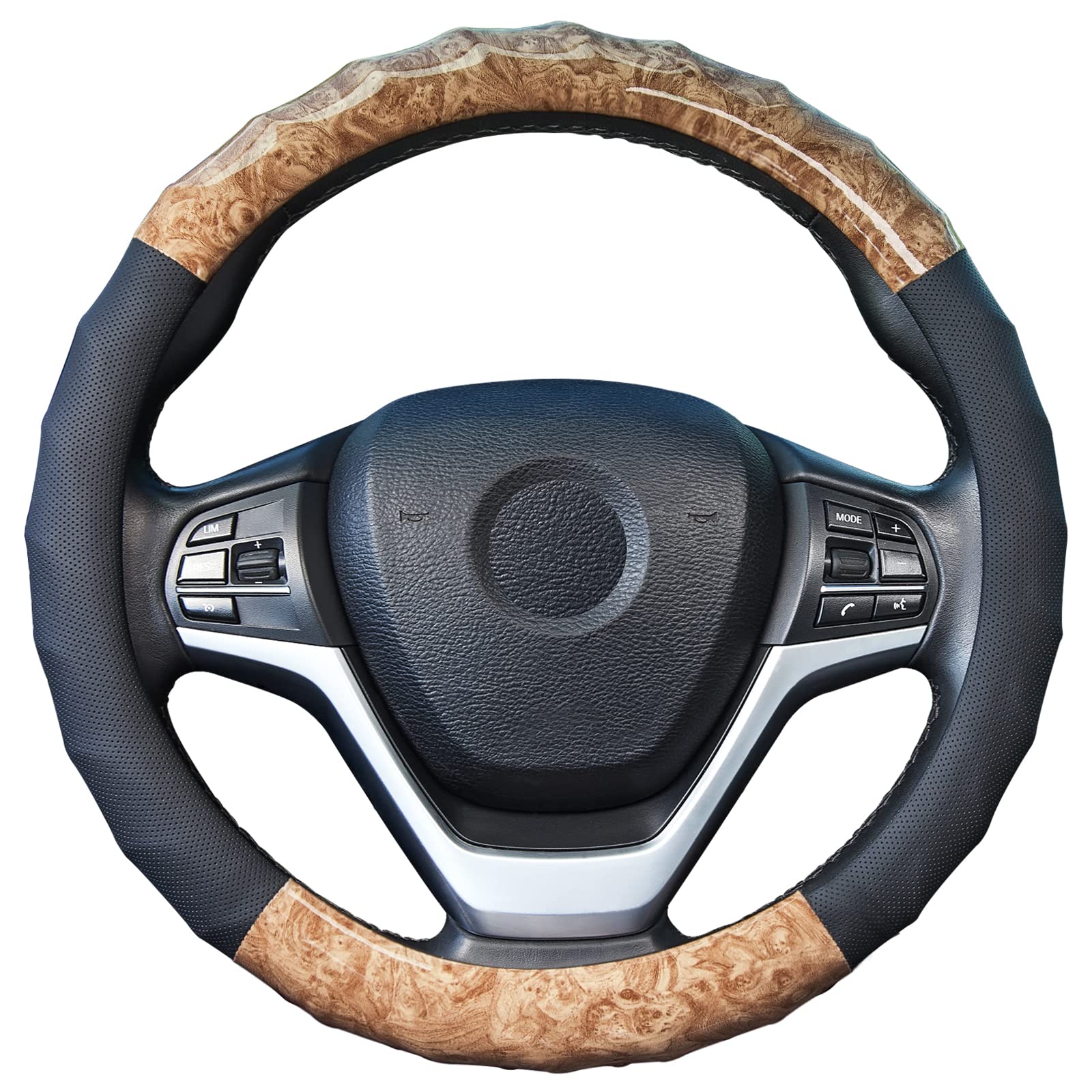 Rakuten - ハンドルカバー 軽自動車 Sサイズ 木目調 マッサージ機能 おしゃれ 通気性がよい ウッド ステアリングカバー 滑らない 手触りよし グリップ感よし ベージュ YWLY126-MC