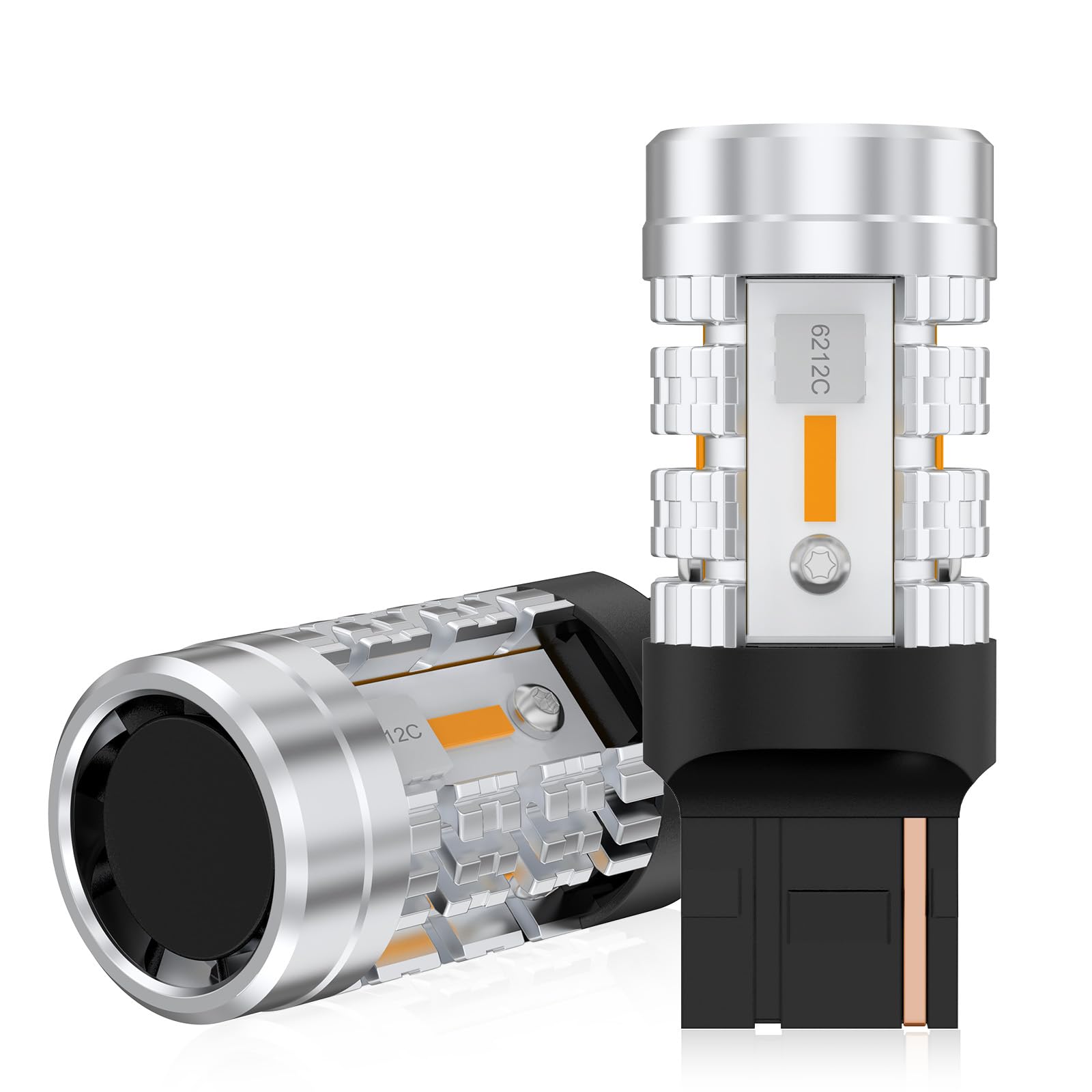 T20 LED ウインカー ハイフラ防止/T20 ピンチ部違い LED ウィンカー 兼用 バルブ スーパーキャンセラーアンバー W21W WY21W WX3×16d 冷却ファン搭載 DC12V車用 日本車専用 無極性 車検対応 （2個入り） (T20シングル (ピンチ部違い兼用))