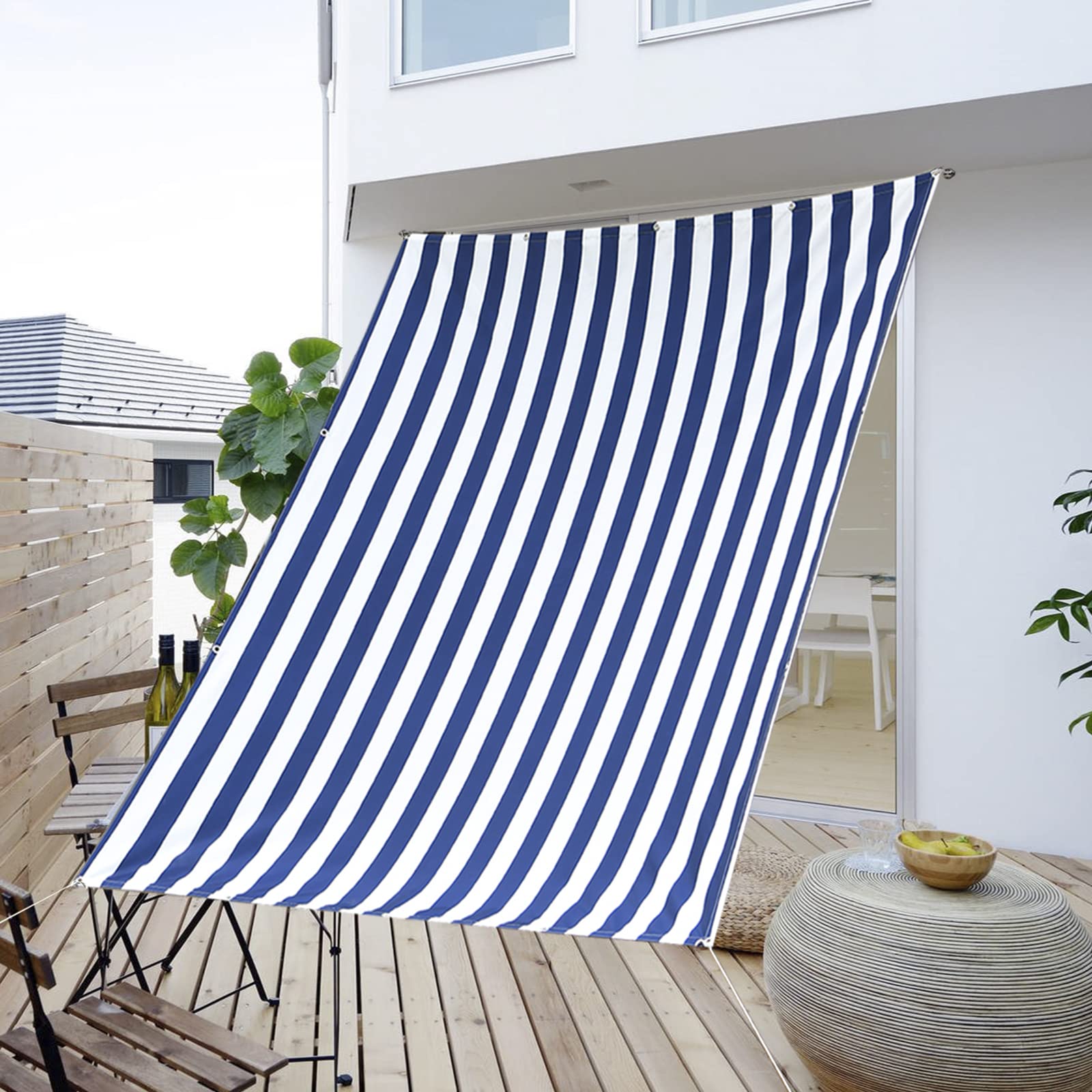 Rakuten - 180x240cm 日除け シェード オーニング 撥水 ブルーホワイト
