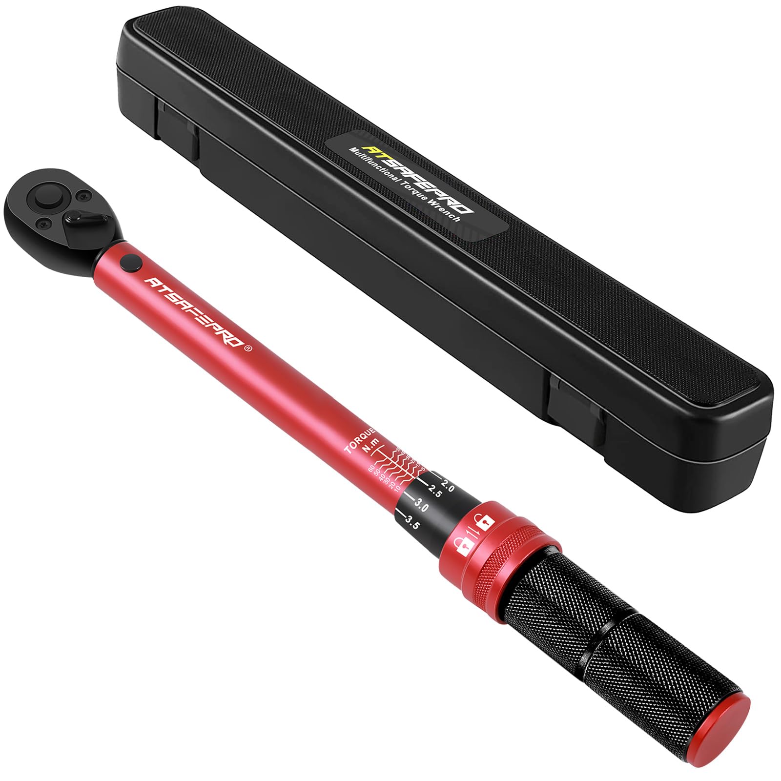 Rakuten - トルクレンチ 9.5mm差込角(3/8インチ 5-60N.m)/ クリックトルクレンチ タイヤ交換セット 自動車 自転車およびバイク修理 日本語取扱説明書付
