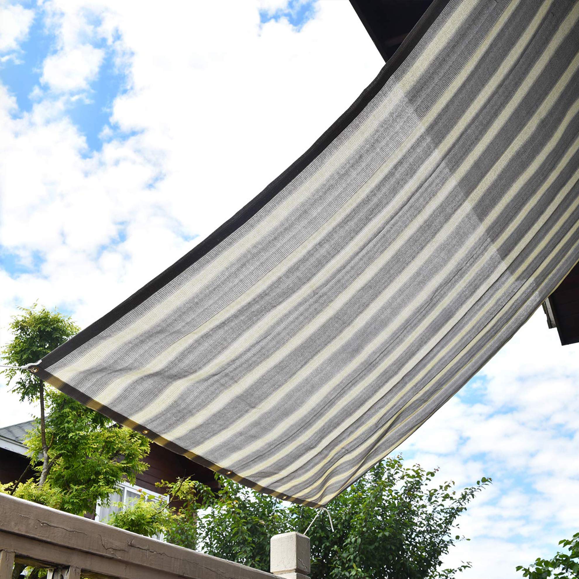 Rakuten - 200x300cm 日よけ シェード オーニング グレー?ホワイト