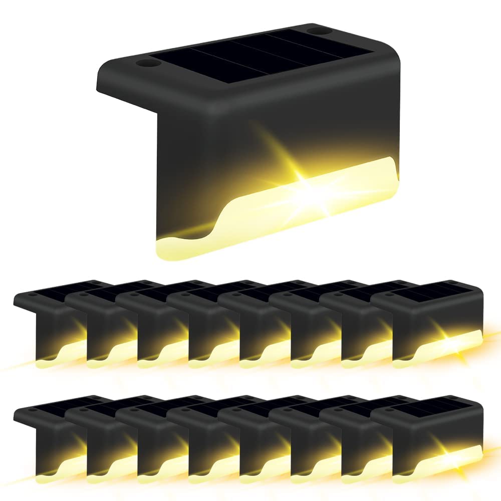 階段 ソーラーライト 【16個パック】 屋外 防水 アウトドア ライト 階段 警告 暖色 LED デッキ ガーデン ランプ 通路 庭用 フェンス キャンプ ライト 父の日プレゼント ギフト