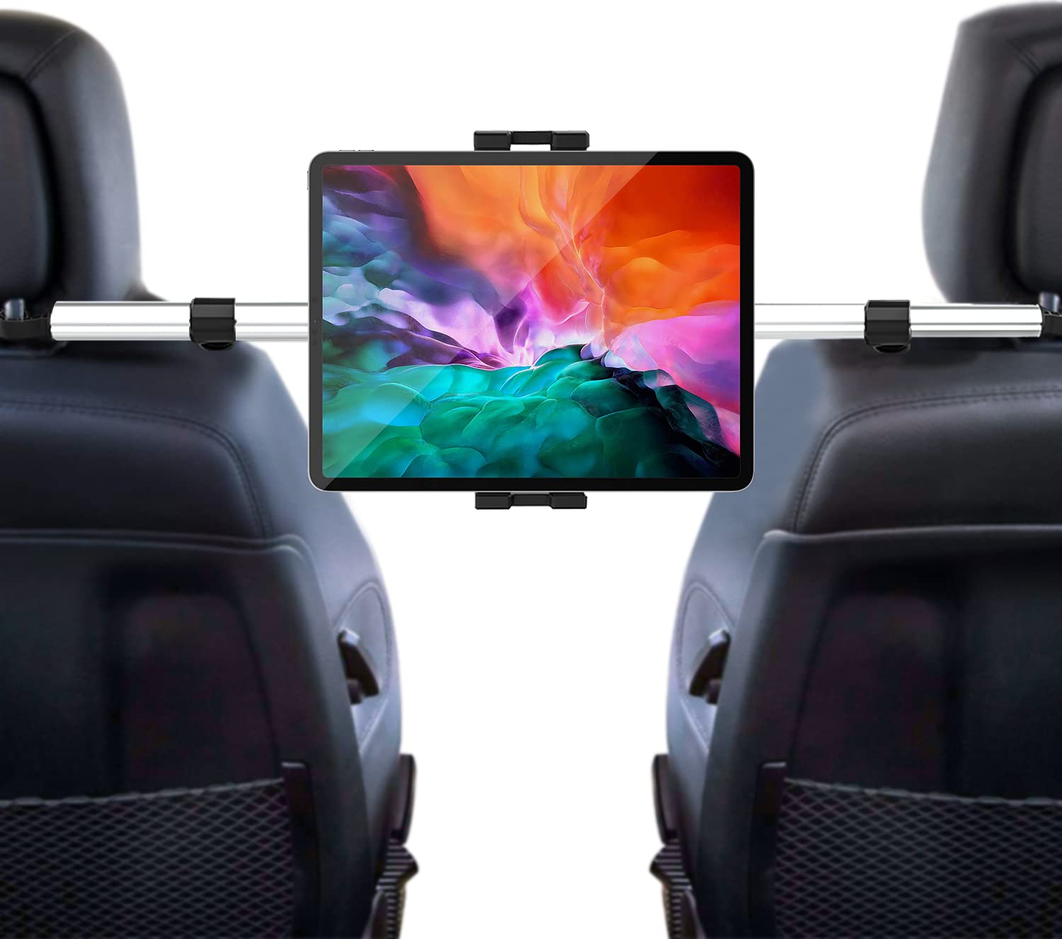 Rakuten - タブレット ヘッドレスト車載ホルダー 後部座席取付 安定性 防振でき 360度調節可 伸縮可 真ん中固定 タブレット スマホ スタンド 対応機種4-12.9インチデバイス Pad Pro 11 10.5 9.7 / Air Mini 5 4 3 2 / Phone 12 / 12 Pro / 11 / SE