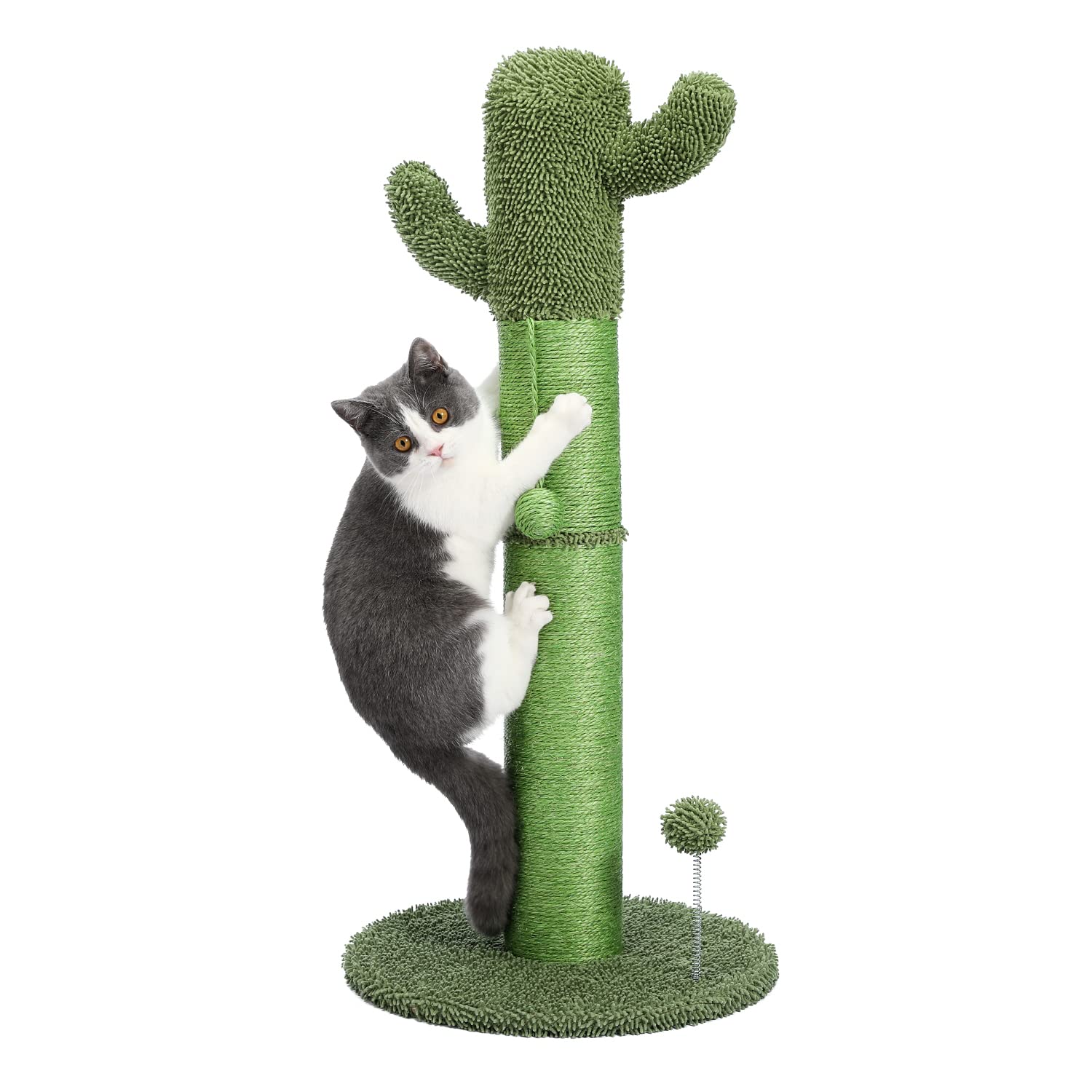 Rakuten - 爪とぎポール サボテン 小型キャットタワー 猫タワー ねこのおもちゃ省スペース 運動不足解消 遊び場 麻紐 LLサイズ グリーン