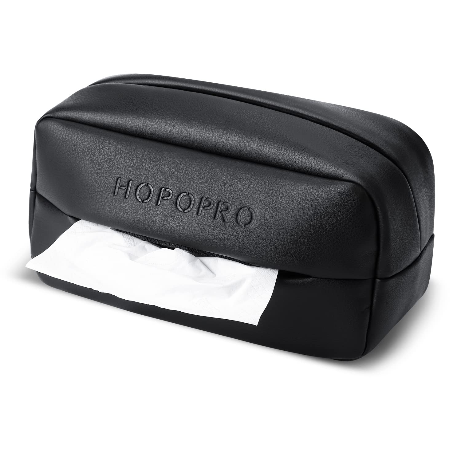 車 ティッシュケース 車用 ティッシュカバー ティッシュホルダー 車載ティッシュボックス PU材質 高級仕様 小物入れ 車載用 シートバックポケット ヘッドレスト/アームレスト/ダッシュボードに取り付け可能 (ブラック)