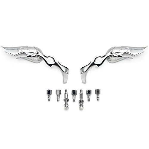 クロームフレイムカスタムリアビューミラーハーレーオートバイクルーザーチョッパー+ボルトは、ハーレーダビッドソン、スズキ、、川崎クルーザー、ツーリングバイク、スポーツバイク、カフェレーサー（シルバー）