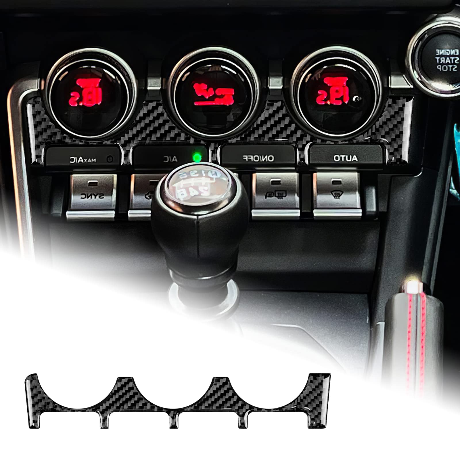 GR86 ZN8 スバル BRZ ZD8 2021 2022 2023 2024 専用 アクセサリー リアルカーボンファイバー製 カーエアコンベント調節フレームステッカー おしゃれ デカール Subaru BRZ TOYOT GR86 内装パーツ インテリアパネル 右ハンドル車用 (シリーズB ブラック)