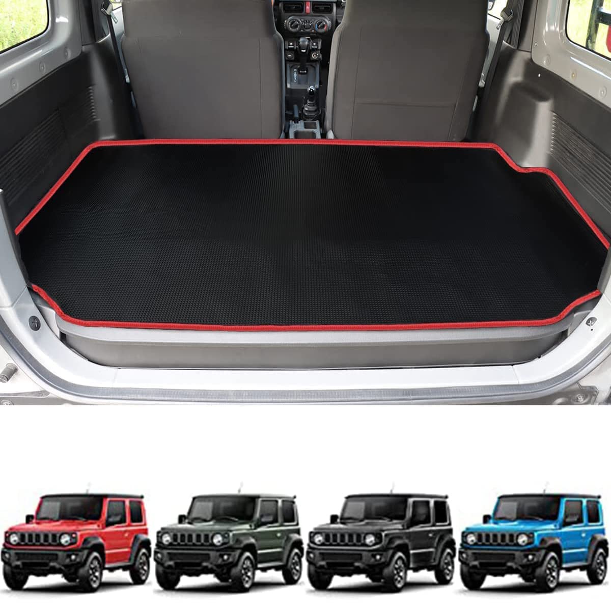 新型ジムニー用 ラゲッジマット jb64W 防水 JB74W 専用 ラゲッジマット 撥水 荷台マット 汚れに強い 後部座席 ラゲッジマット 滑り止め ゴム製 耐久性 取付簡単 ジムニー専用 レッド