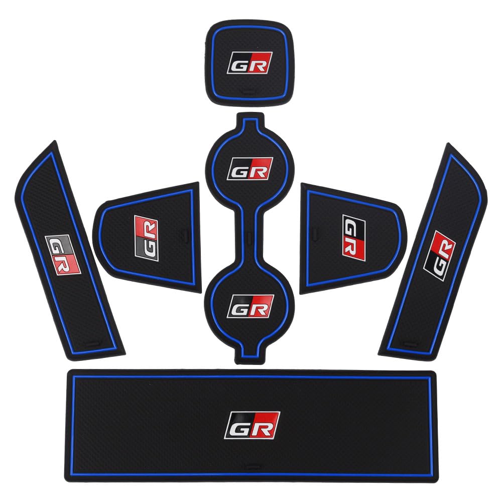 Rakuten - トヨタ GR86 ZN8系 専用 ドアスロットマット 専用インテリアラバーマットドアポケットマット アクセサリー GR86 コンソールマット 7枚 防キズ 防汚れ 青