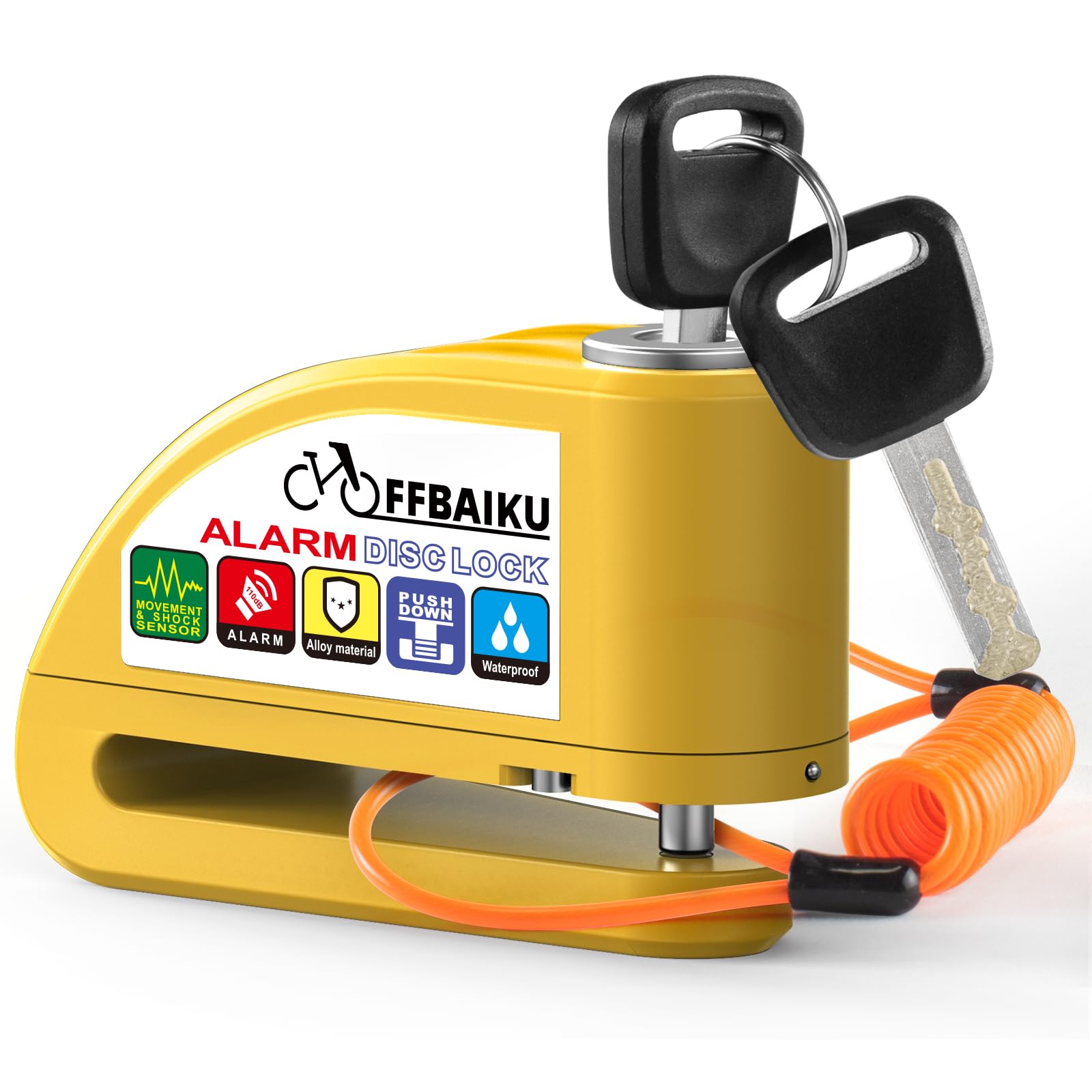 バイクロック ディスクロック バイクディスクロック ディスクブレーキロック 防水防塵 防錆 110db 大音..