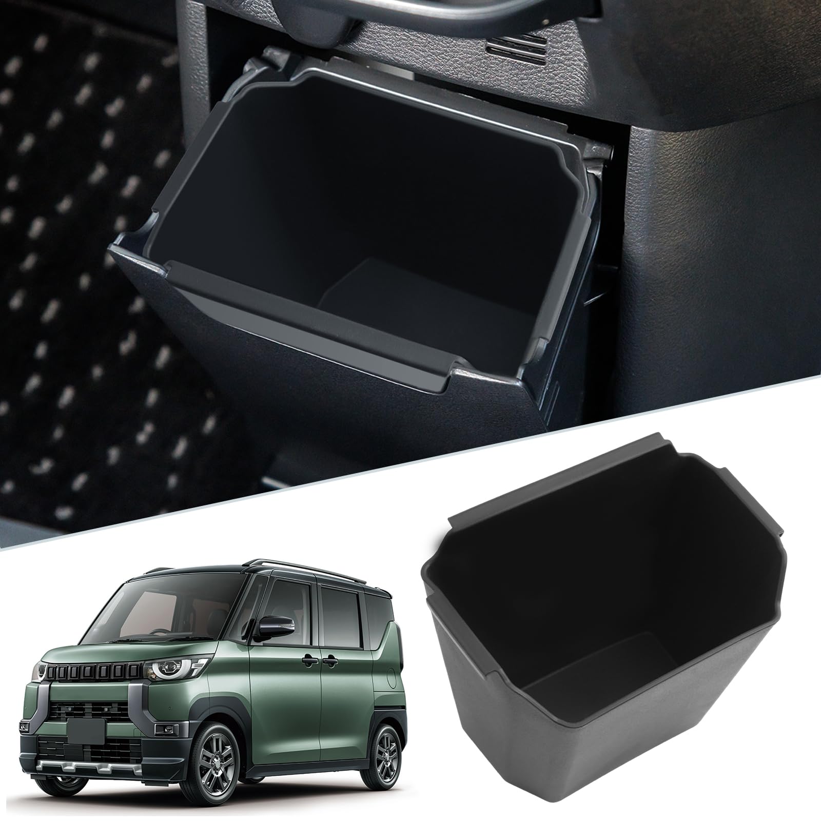 三菱 デリカミニ B3系 新型 三菱 デリカミニ センターロアボックストレイ 車用 内蔵型コンソールボックス デリカミニ 収納トレイ ラバーマット付き 小物入れ コインケース 装着簡単 カスタムパーツ コンソールトレ 滑り止め
