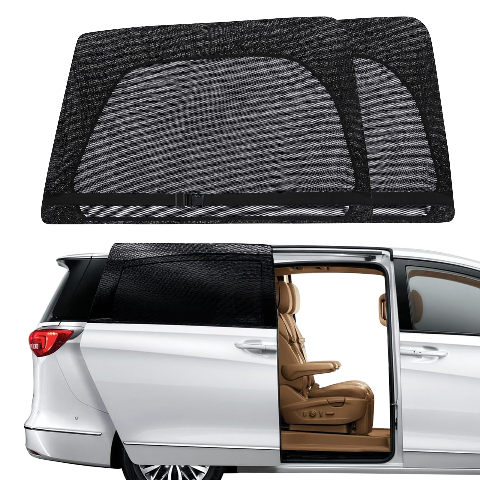 車用 防虫ネット スライドドア用 網戸 通気 虫よけ 遮光 目隠し プライバシー保護 車中泊 ウインドーネット 日除け 紫外線カット 取付簡単 メッシュ