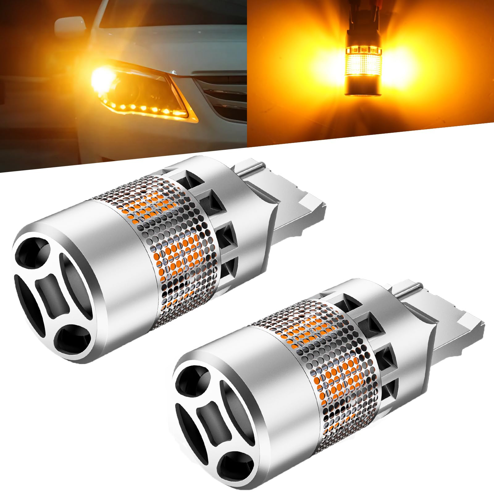 Rakuten - t20 led ウインカー ピンチ部違い兼用 アンバー 1200Lm ハイフラ防止 抵抗内蔵 ステルス 冷却ファン搭載 車検対応 DC12-24V車用 無極性 ノイズ対策 2個入り