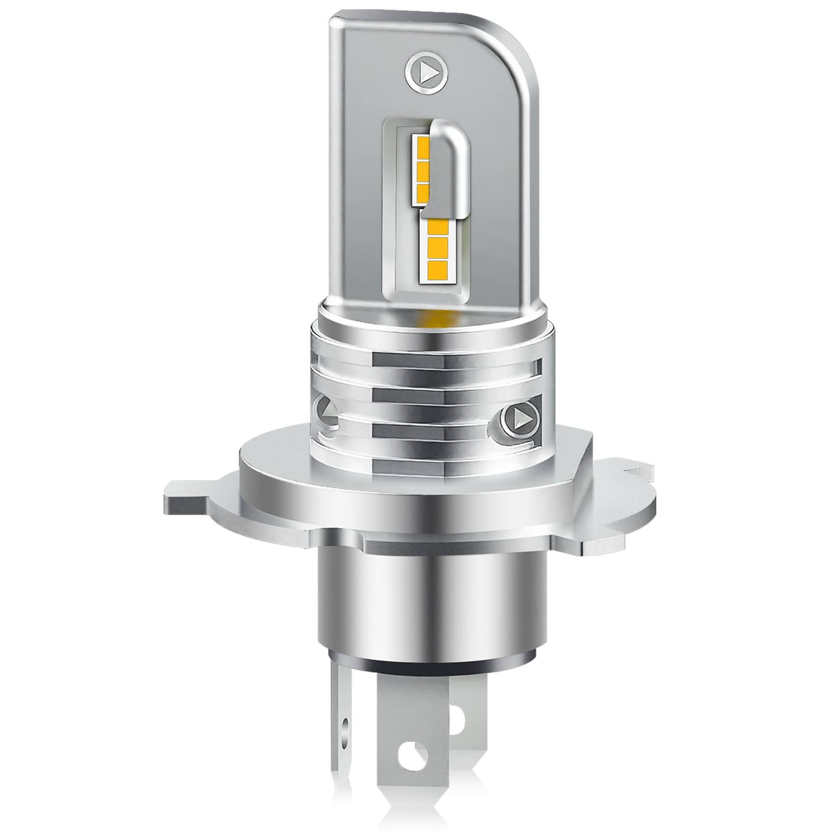 乐天商城 - H4/H19 共用 led バイク ヘッドライト イエロー 3000K Hi/Lo 13000LM 30W 車検対応 HV車?EV車対応 超小型 一体化 DC12-24V ファンレス LEDバルブ 日本語の説明書 1個入