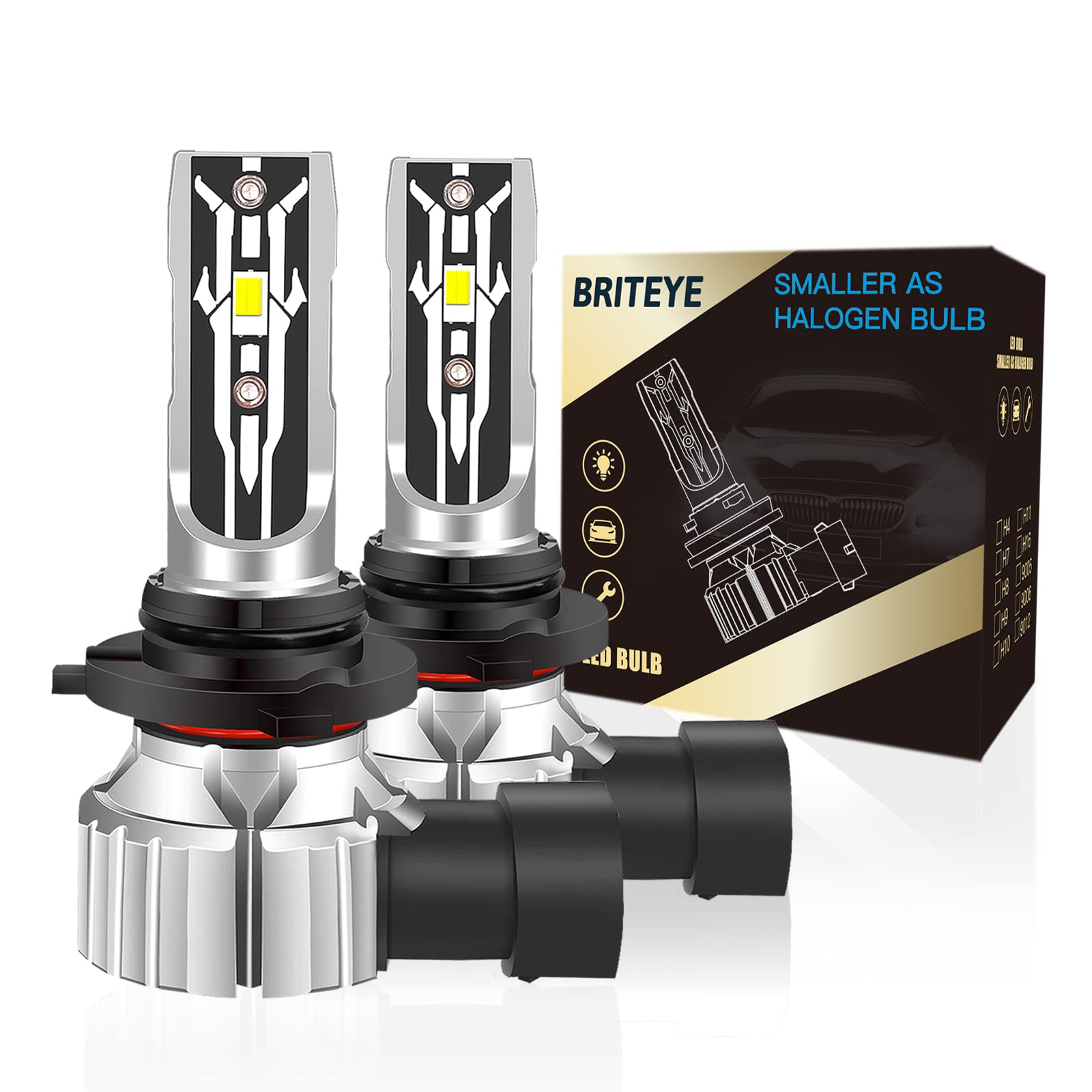 Rakuten - LED ヘッドライト HB4 フォグライト兼用 新車検対応 6500K ホワイト 高輝度 12V車用 9006 HB4 LEDバルブ ハロゲンサイズ型 取付簡単 ノイズ対策(ファンレス設計) 2個セット