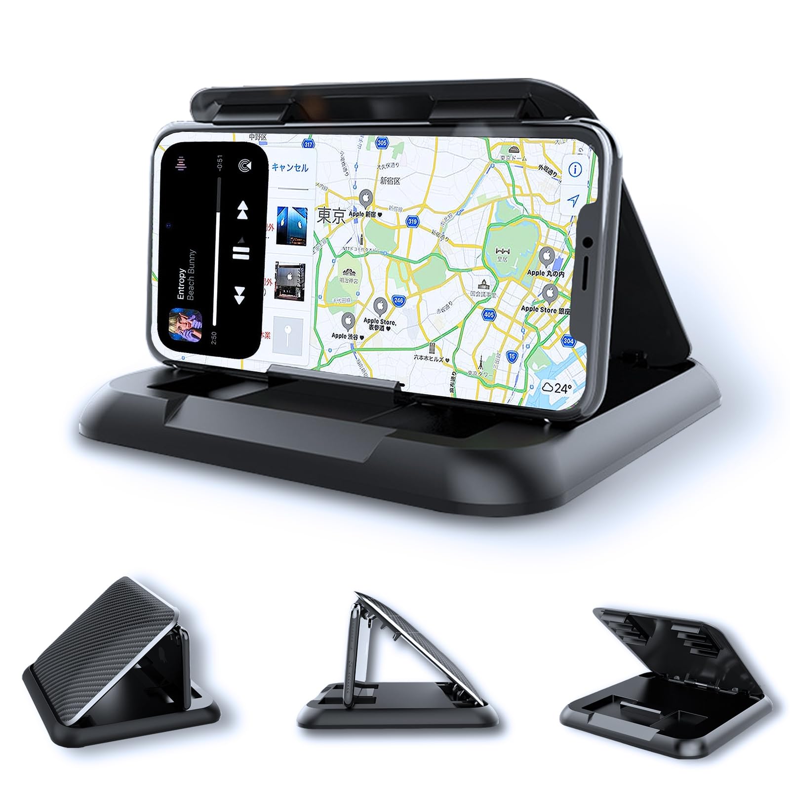 Rakuten - スマホホルダー 車 スマホスタンド 直射日光を避ける シリコン製スマホ車載ホルダー 全車種対応 用クリップホルダー 脱着簡単 滑り止め スマホスタンド 水洗い可 持ち運びらくらく ダッシュボード/卓上など適用