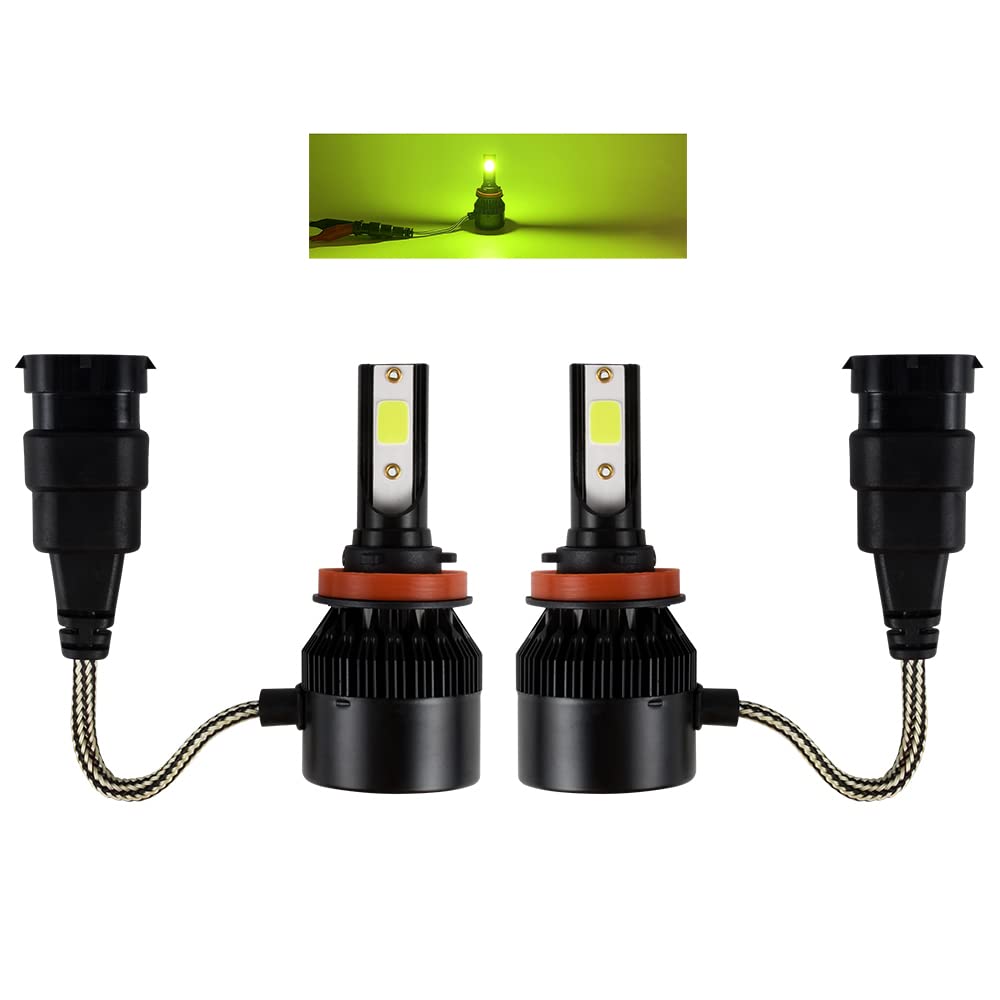 LEDフォグランプ H8 H9 H11 H16 レモンイエロー イエロー 黄色 黄緑 フォグ バルブ 12V 車用 LED フォグランプ/ヘッドライト LEDバルブ LEDランプ 3600LM×2 35W×2 一体型 ファン冷却 明るい COBチップ搭載 2個入