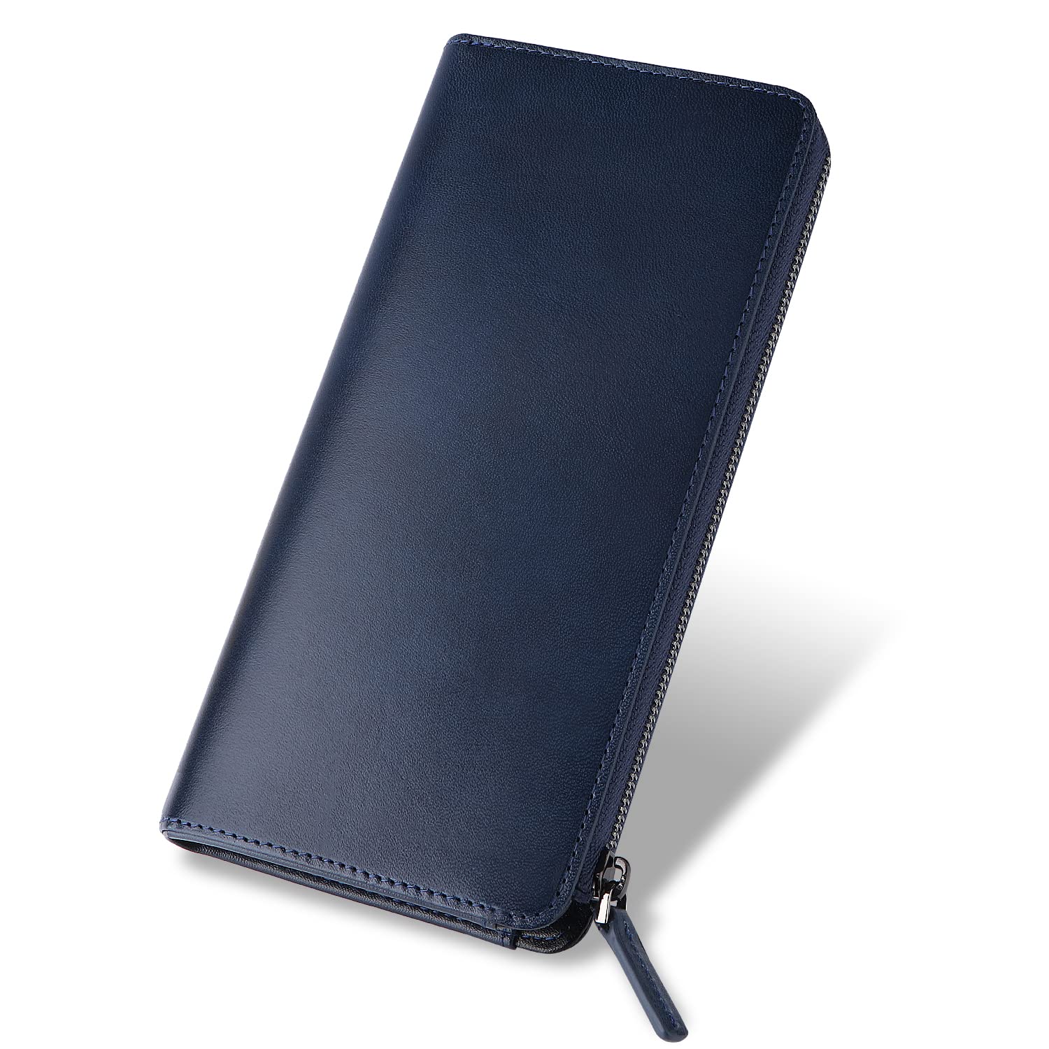 財布 メンズ 長財布 栃木レザー 本革 大容量 YKK製 L字ファスナー 一流の財布職人が作る スキミング防止 ウォレット 小銭入れ 紳士用 ビジネス スタイリッシュ 牛革 さいふ 男女兼用 ブルー