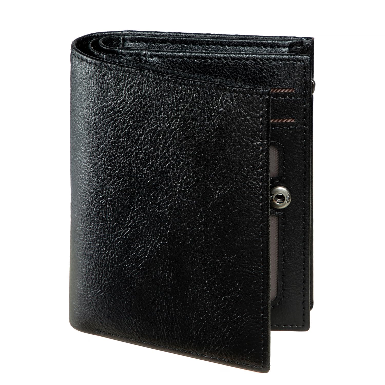 []財布 メンズ 本革 二つ折り セパレート型小銭入れ コンパクト サイフ トップレザー (ブラック)