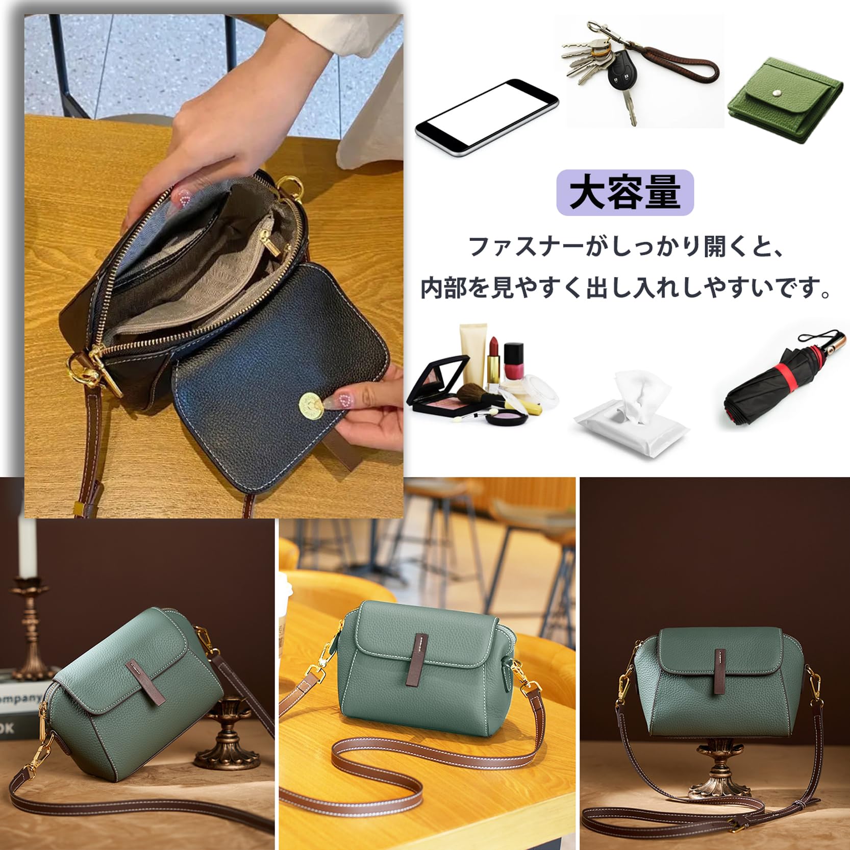 ショルダーバッグ レディース スマホショルダーバッグ 本革 斜めがけ 軽量 バッグ お財布ショルダー 小さめ 防水 スマホポーチ ファッション 女性 プレゼント