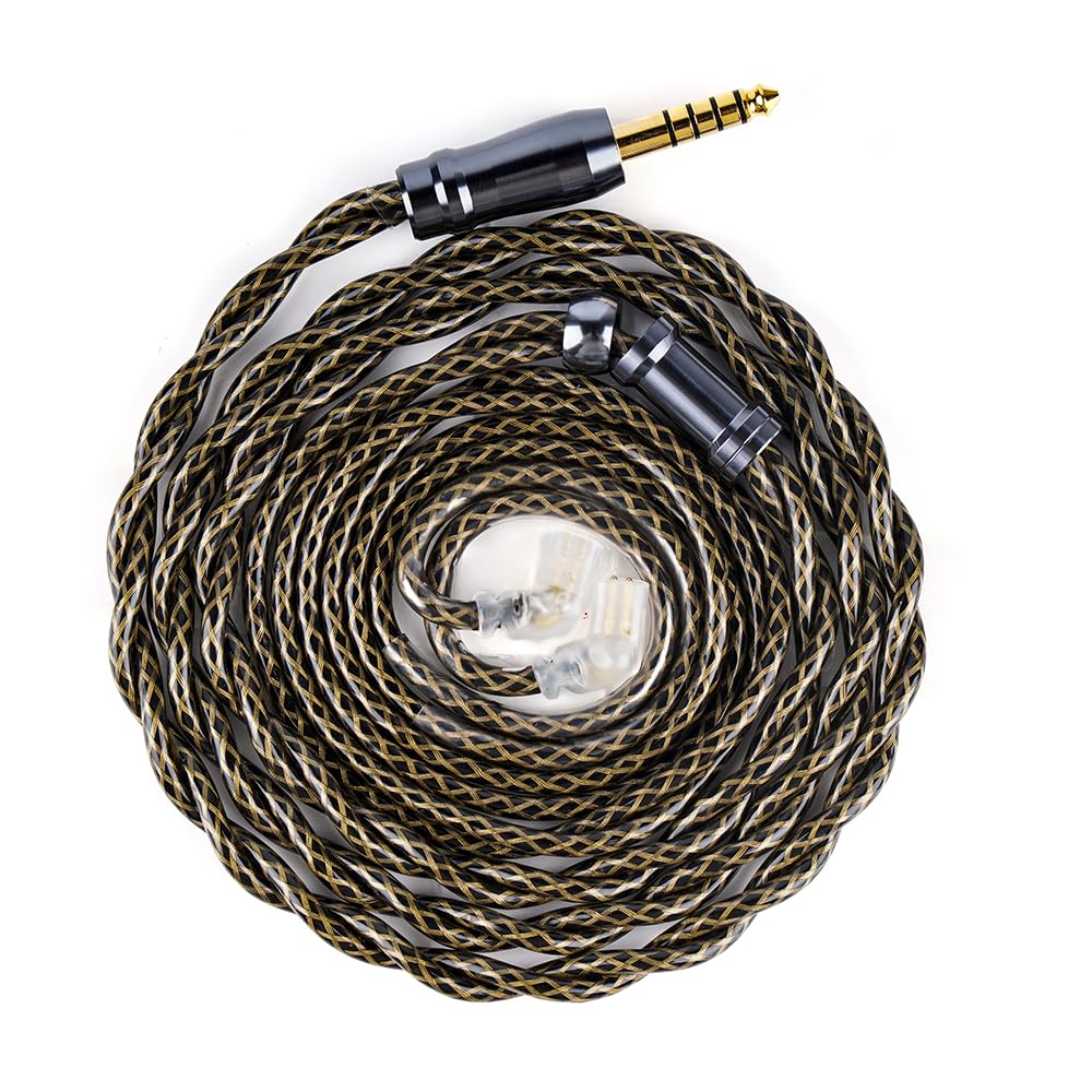 Rakuten - イヤホンリケーブル アップグレードケーブル qdc 2Pin 4.4mm 銅銀合金+銀メッキ合金銅+銀メッキ7N高導電銅ミックス デュアルシールド構造 交換用 音質改善 イヤモニ hifi 金属製コネクタ 着脱式 1.2m(4.4mm qdc 2Pin)