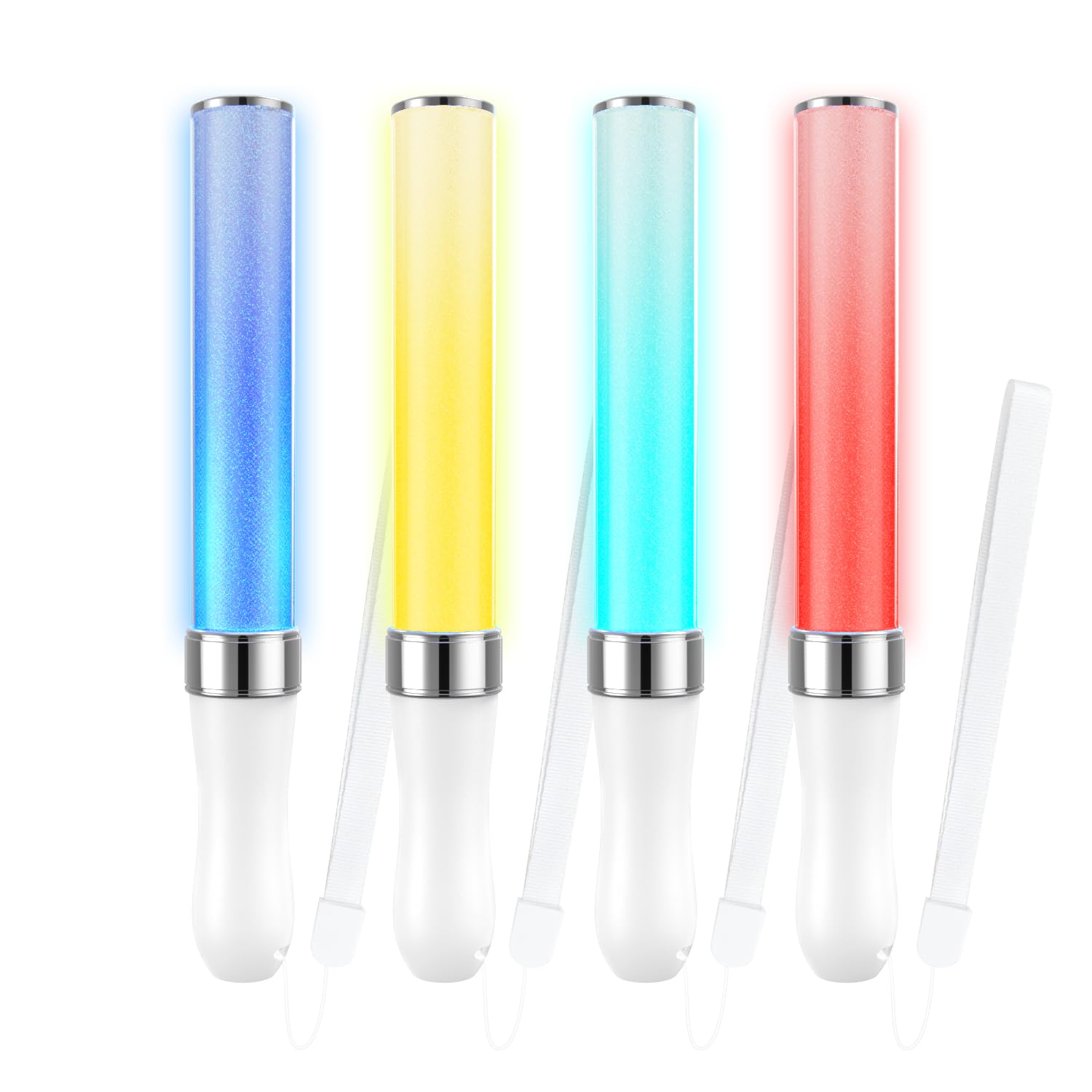 LED ペンライト 24色カラーチェンジ 自動/手動切替 25cm 高輝度コンサートライト 応援用品 4本セット