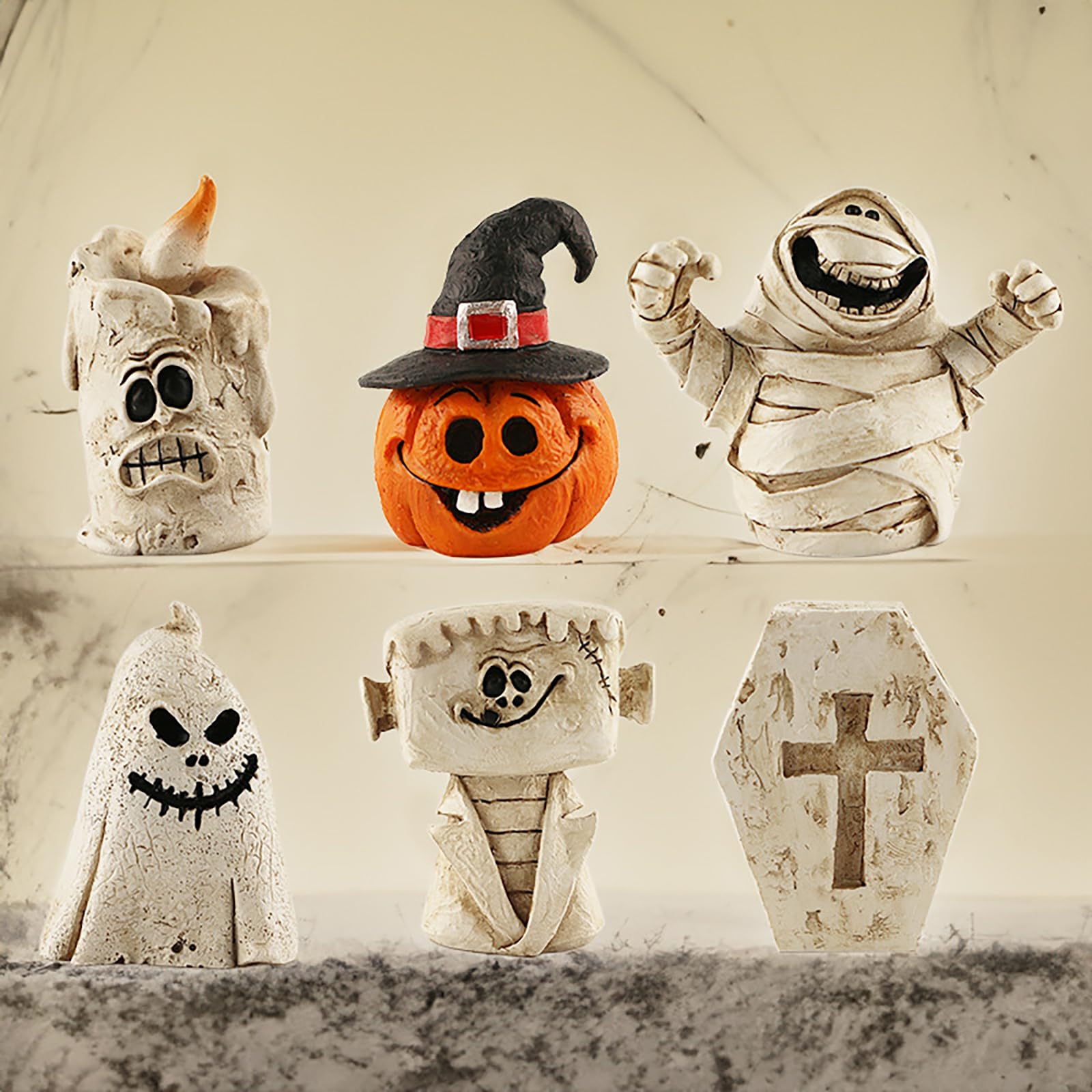 乐天商城 - 6個セット ハロウィン 飾り カボチャ ゴースト ハロウィーン 装飾 オーナメント グッズ 置物 インテリア 置物 ハロウィーン ハロウィン デコレーション かわいい おしゃれ パンプキン ポット かぼちゃ おばけ 秋 赤 オレンジ 玄関 店舗装飾 インテリア