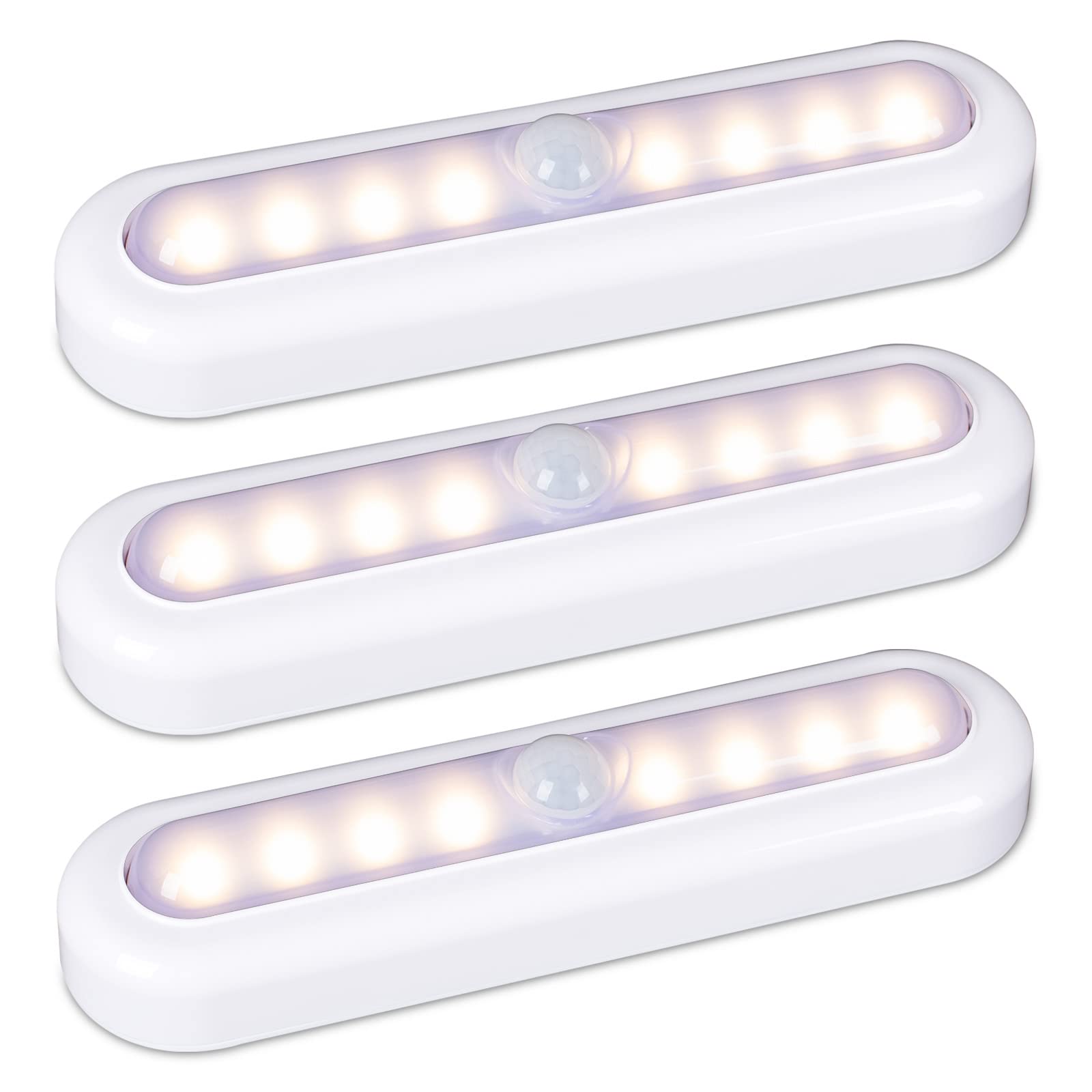 Rakuten - 18cm 人感センサーライト 電池式 室内 高CRI 階段モーションセンサーライト LEDナイトライト フットライト キャビネットホール/階段/クローゼット/キッチン用 (ウォームホワイト 3個セット)