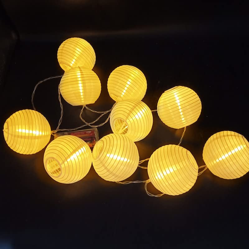 提灯ライト ウォームホワイト 紙ちょうちん 6M 40球 ledストリングライト 丸紙ランタン 電池式 無地 夏祭り お盆 祭り イベント パーティー 七夕 飾り キャンプ 庭 ベランダ デコレーション 装飾 店舗用のれん?提灯