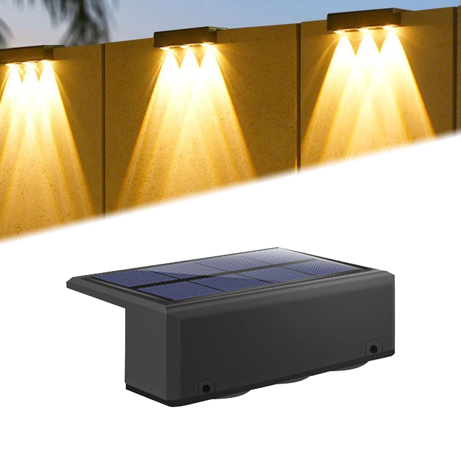 Rakuten - ソーラー 屋外 フェンスライト ガーデンライト LED ソーラー 表札灯 表示灯 玄関灯 門柱灯ソーラー式 取付簡単 庭 階段 通路 バックヤード 玄関等に適用 (3つの光/暖かい白 1個セット)
