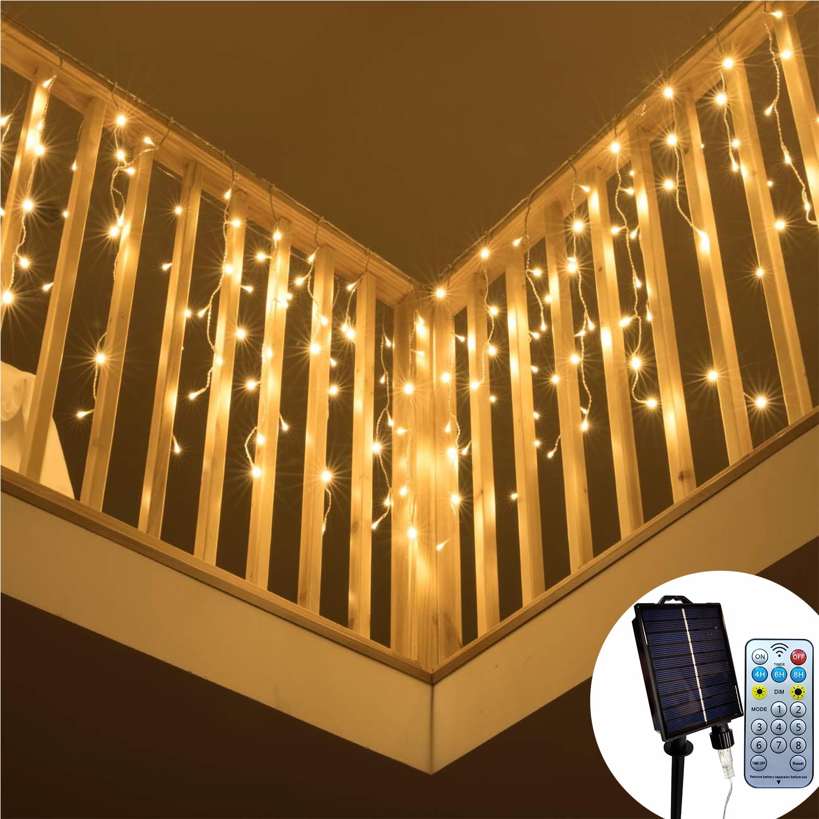 【大型ソーラーパネル 400球 10M】ソーラー LEDイルミネーション 防水 つらら クリスマス イルミネーション TYPEC充電可能 クリスマスライト 防水 DIY ベランダ?バルコニー?フェンス?屋根の軒など飾りライト