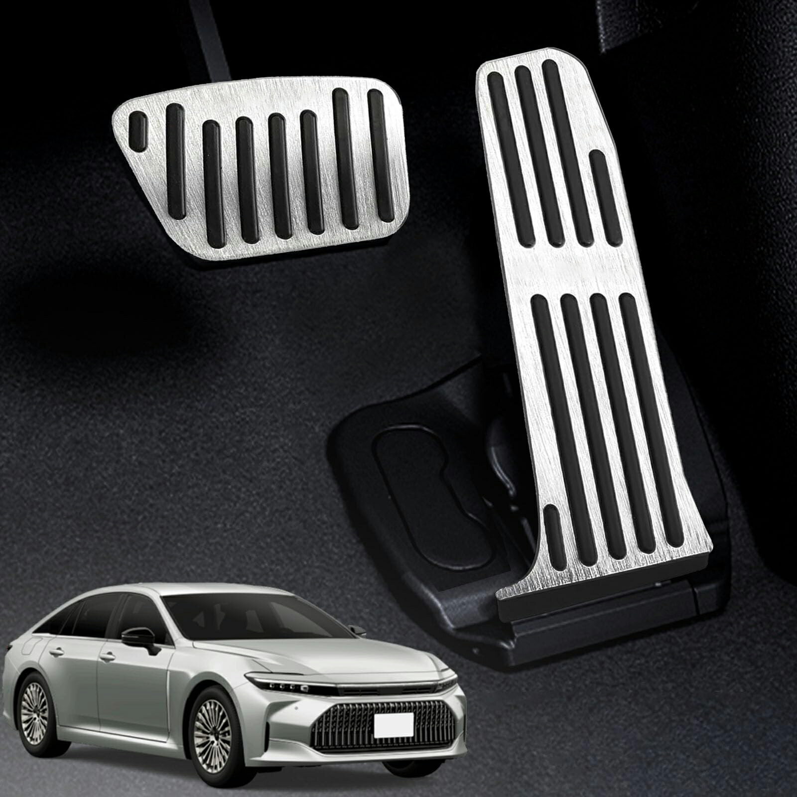 Rakuten - トヨ専用 新型クラウン ペダル CROWN TZSH35 AZSH35 CROWN CROSSOVER (2022年9月〜現行) アルミ合金フット ペダルカバー ブレーキペダル アクセルペダル フットレスト 車種専用設計 内装 カスタム ドレスアップ 安全運転 日本語解説書付き (シルバー)