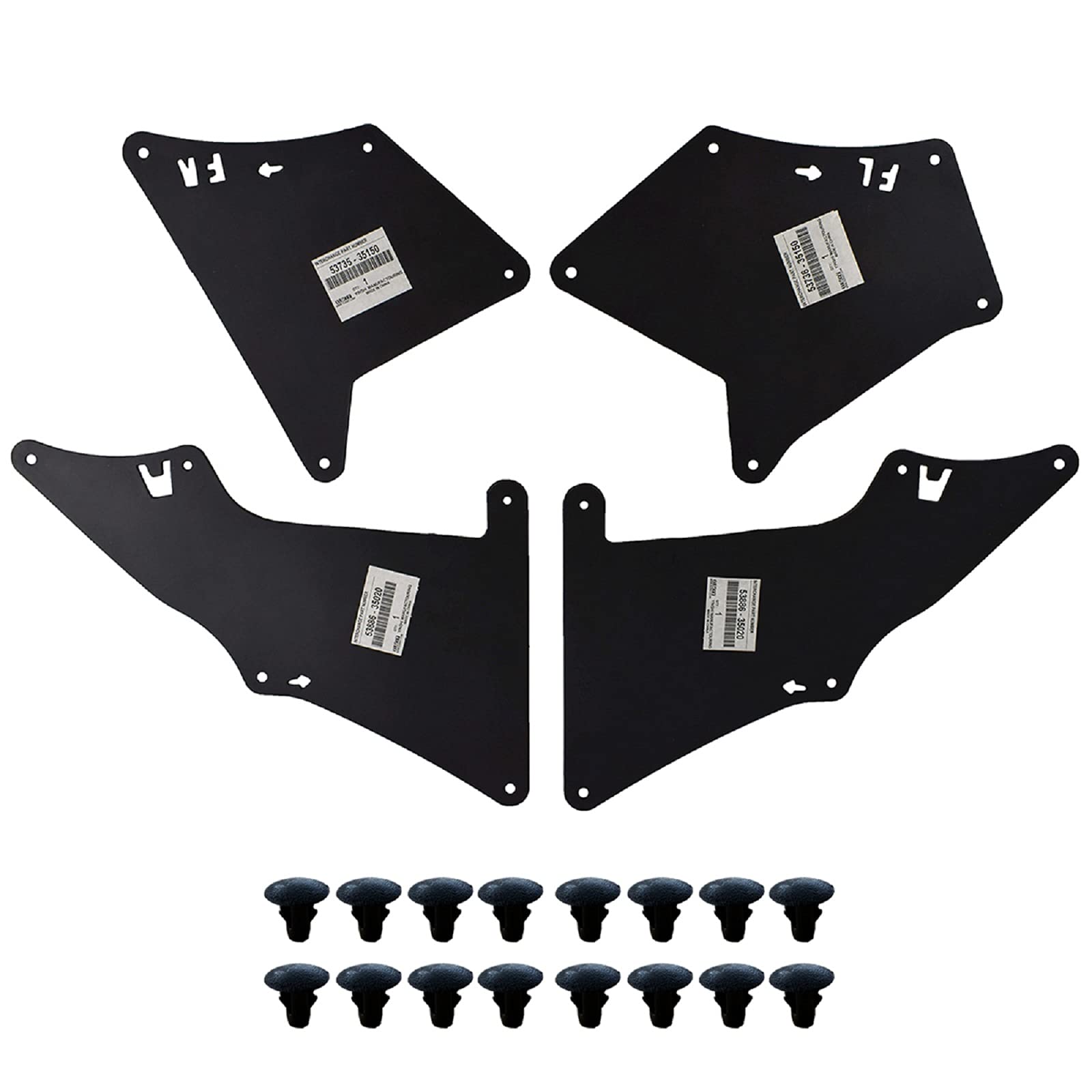 Rakuten - 車用マッドフラップマッドガード FJクルーザー2007-2014ランドクルーザープラドJ120 J150 120フェンダーライナースプラッシュシールドエプロンシールスカートマッドフラップガードマッドフラップ53735-35150 53736-35150 53886-35020 W /クリップ9046710186