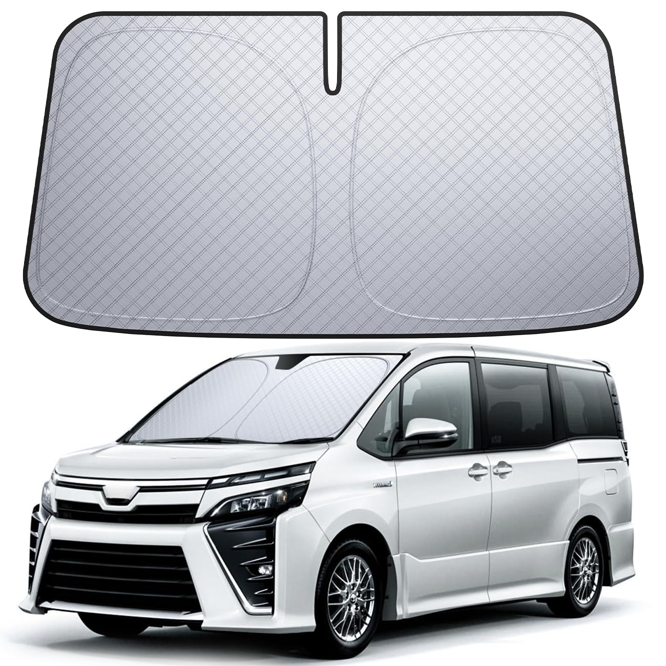 Rakuten - 【6層断熱素材】トヨタ ヴォクシー ノア 80系 フロントガラス サンシェード 車サンシェード 日除け 車 クルマ フロントサンシェード 車用 フロントガラス サンシェード 折り畳み式 カーシェード 断熱 カー用品 遮光