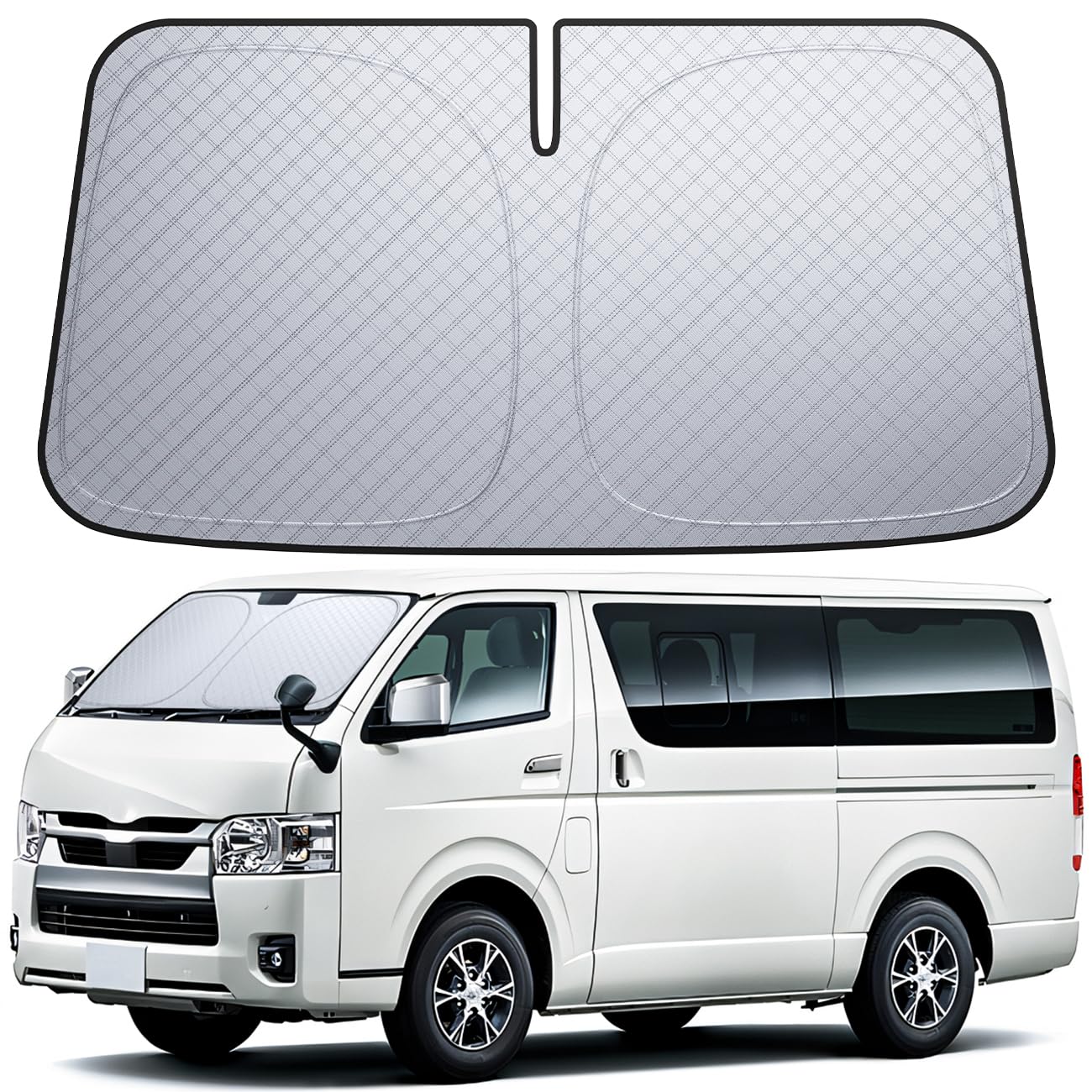 【6層断熱素材】トヨタ ハイエース 200系標準ボディ フロントガラス サンシェード: 車サンシェード 日除け 車 クルマ フロントサンシェード 車用 フロントガラス サンシェード 折り畳み式 カーシェード 断熱 カー用品 遮光