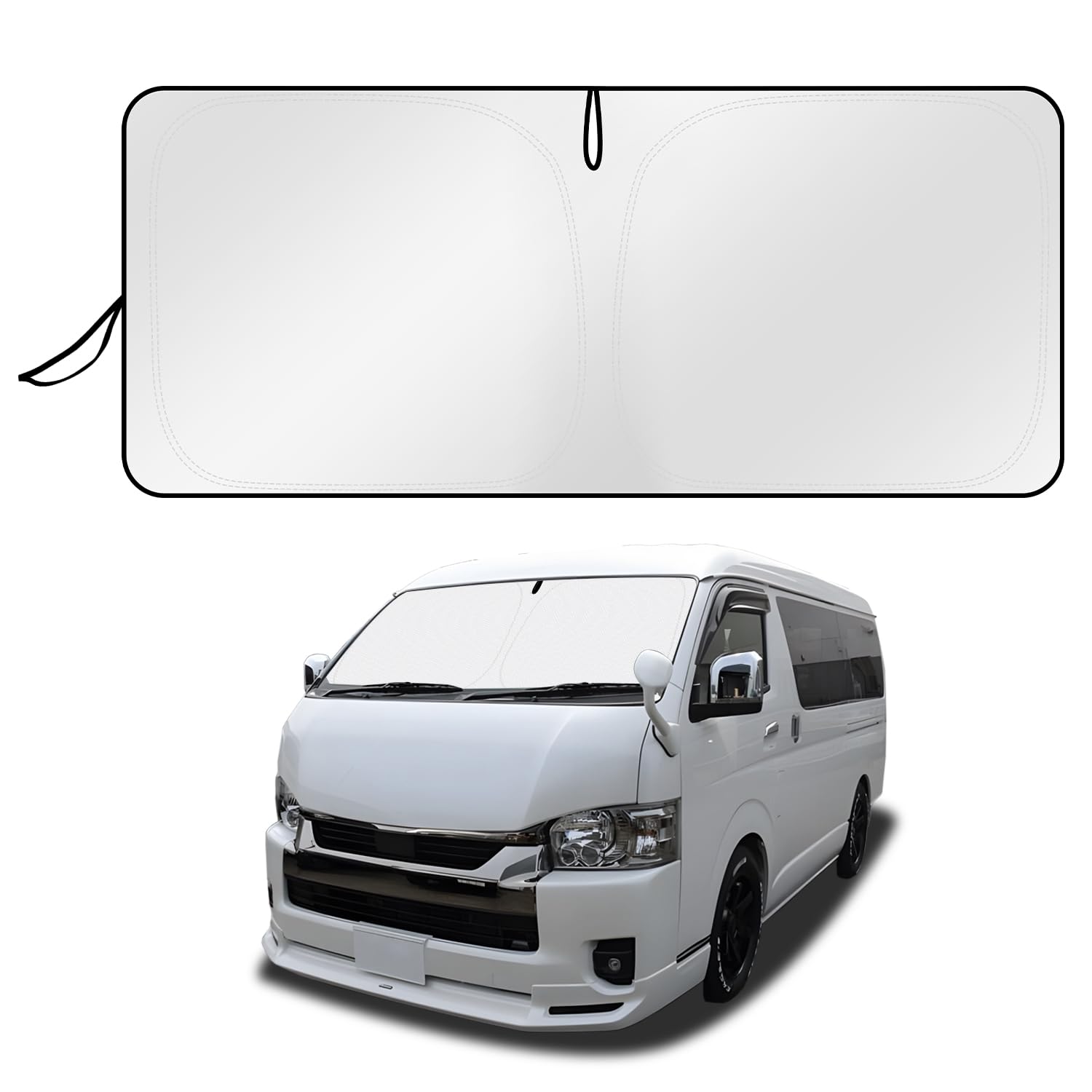 ハイエース 200系 ワイドボディ専用 フロントガラス サンシェード シェードカーテン マルチサンシェード HIACE H200 H16.8〜 遮光 日よけ 車種専用 UVカット 車中泊 カスタムパーツ インテリア 内装パーツ 取付簡単 収納袋付