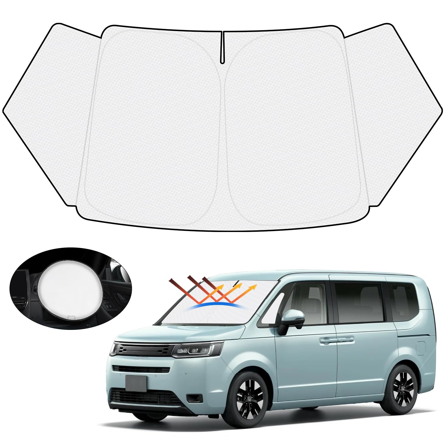 【ハンドル日よけカバー付き】ホンダ 新型 ステップワゴン RP6/7/8 サンシェード フロントガラス用 STE..