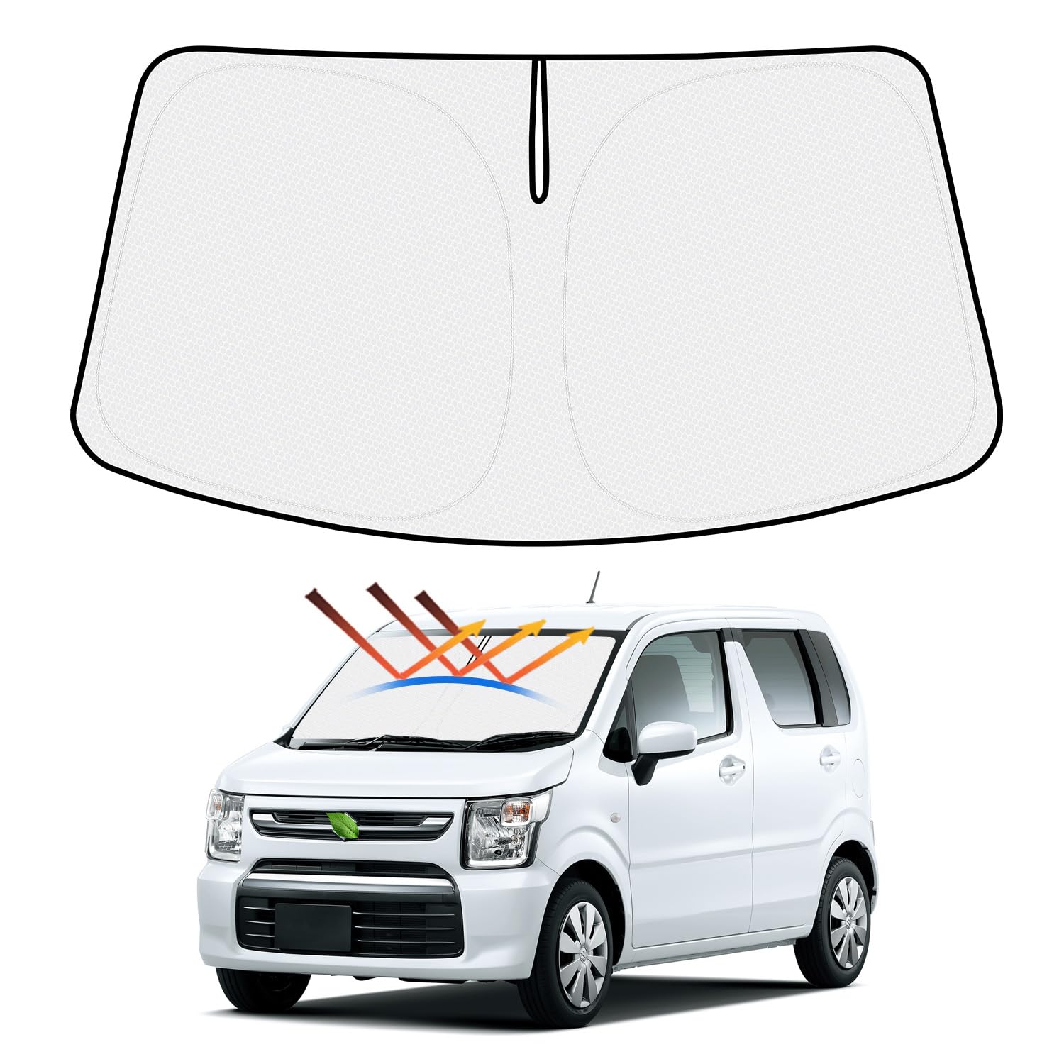 【ハンドル日よけカバー付き】スズキ ワゴンR/ワゴンRスティングレー サンシェード フロントガラス用 ..