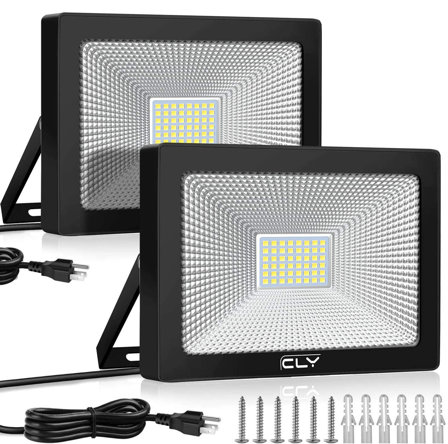 投光器 50W 昼白色 屋外ウォールライト 玄関ライト 防犯ライト 作業灯 集魚灯 駐車場灯 看板灯 省エネ 高輝度 6500K 5000LM IP66防水 工場 体育館 倉庫 ナイター 壁掛け 庭園 ベランダ 廊下 屋外 天井照明用 1.5Mケーブル 日本語説明書付き PSE認証済み 3ピン口プラグ