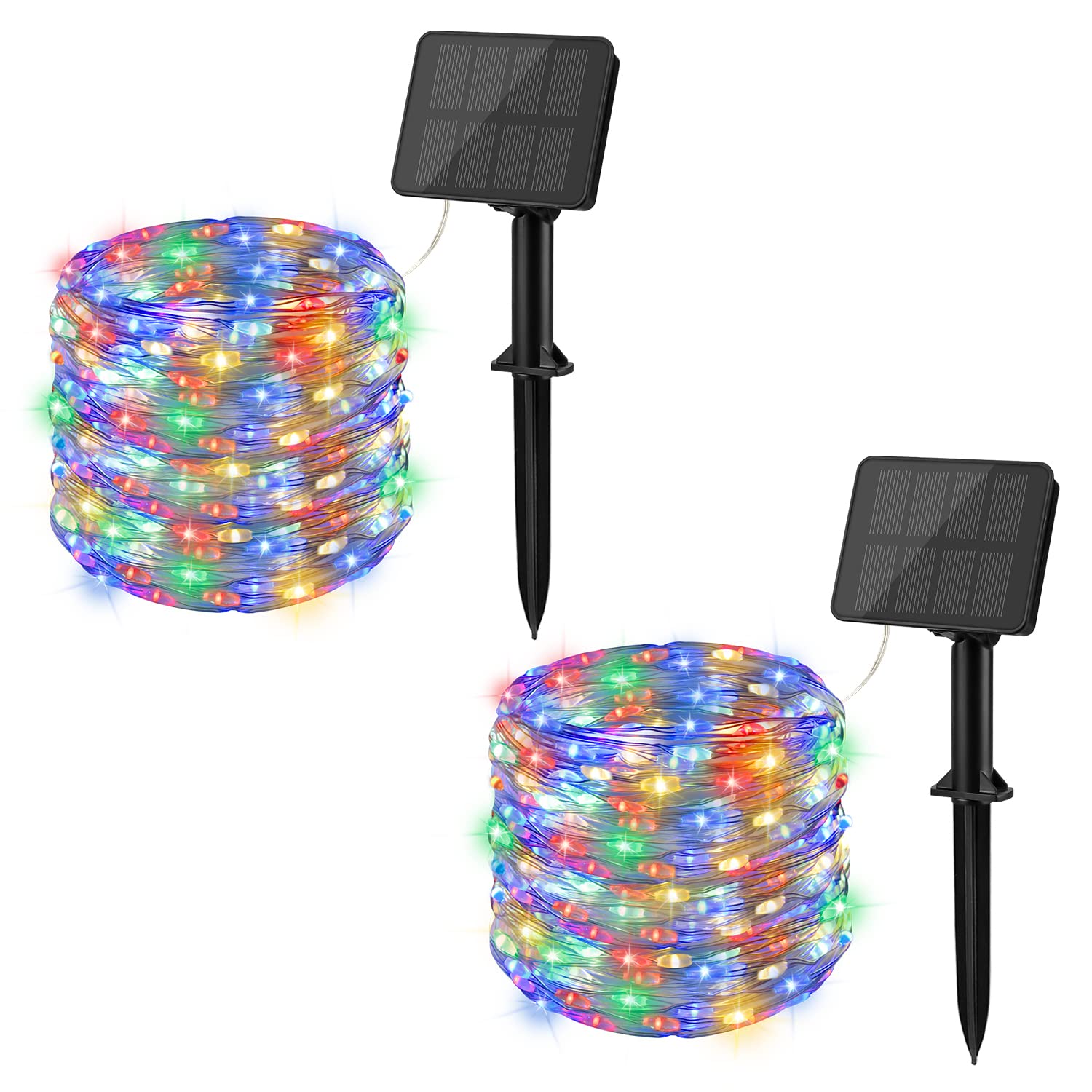 ソーラー LED ストリングライト LEDイルミネーションライト ソーラー充電式 イルミネーションライト 100球 10m ソーラーライト 屋外 IP65防水 8点灯モード クリスマスツリーライト LEDイルミネーションライト 屋外 ガーデンライト 2個セット