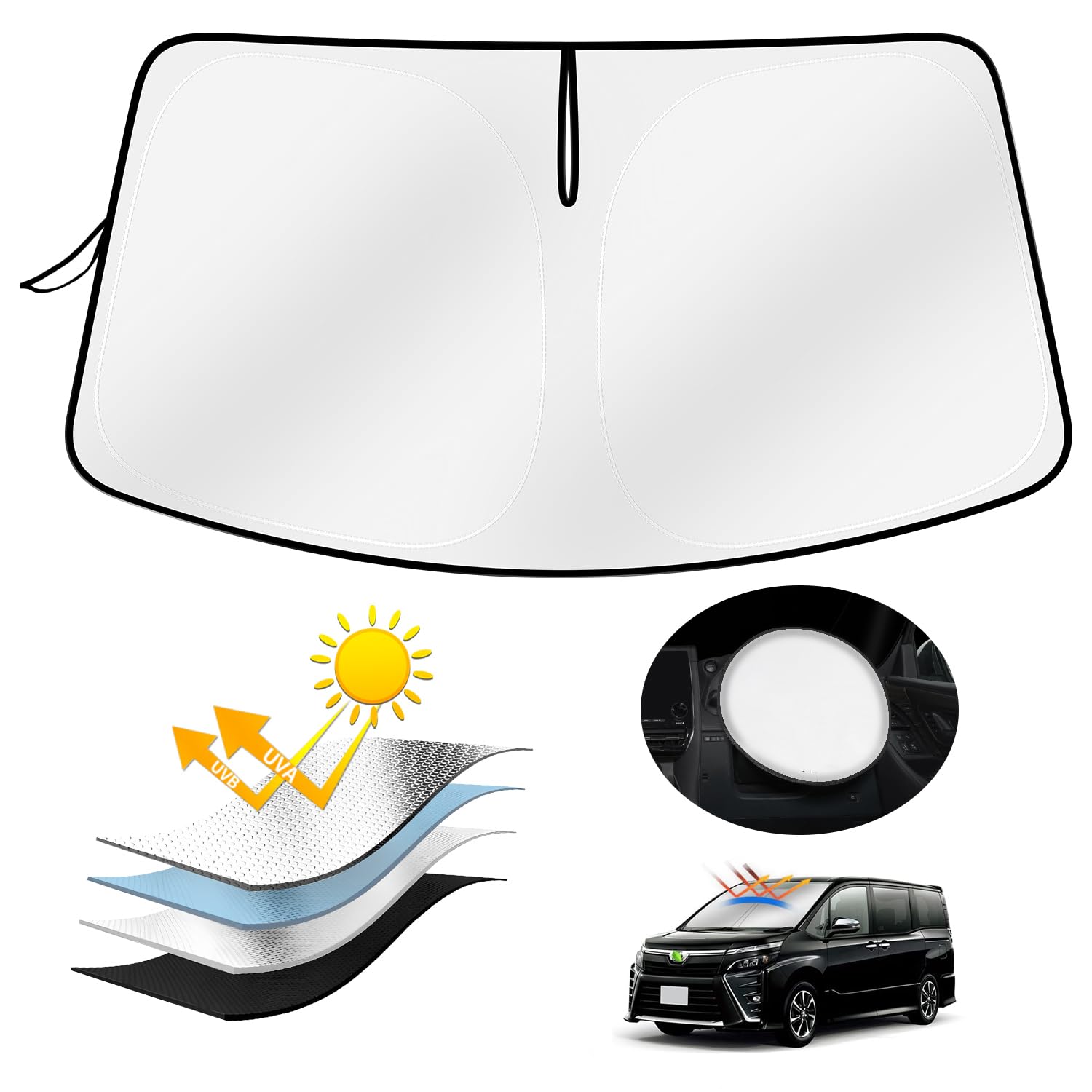 トヨタ ヴォクシー ノア 80系 に適用 サンシェード 車用サンシェード 遮光フロントシェイド TOYOTA VOXY NOAH 80系 2014年1月-現行 車種専用設計 サンシェード 日焼け防止 劣化防止 断熱 簡単着脱 折り畳み式サンシェード