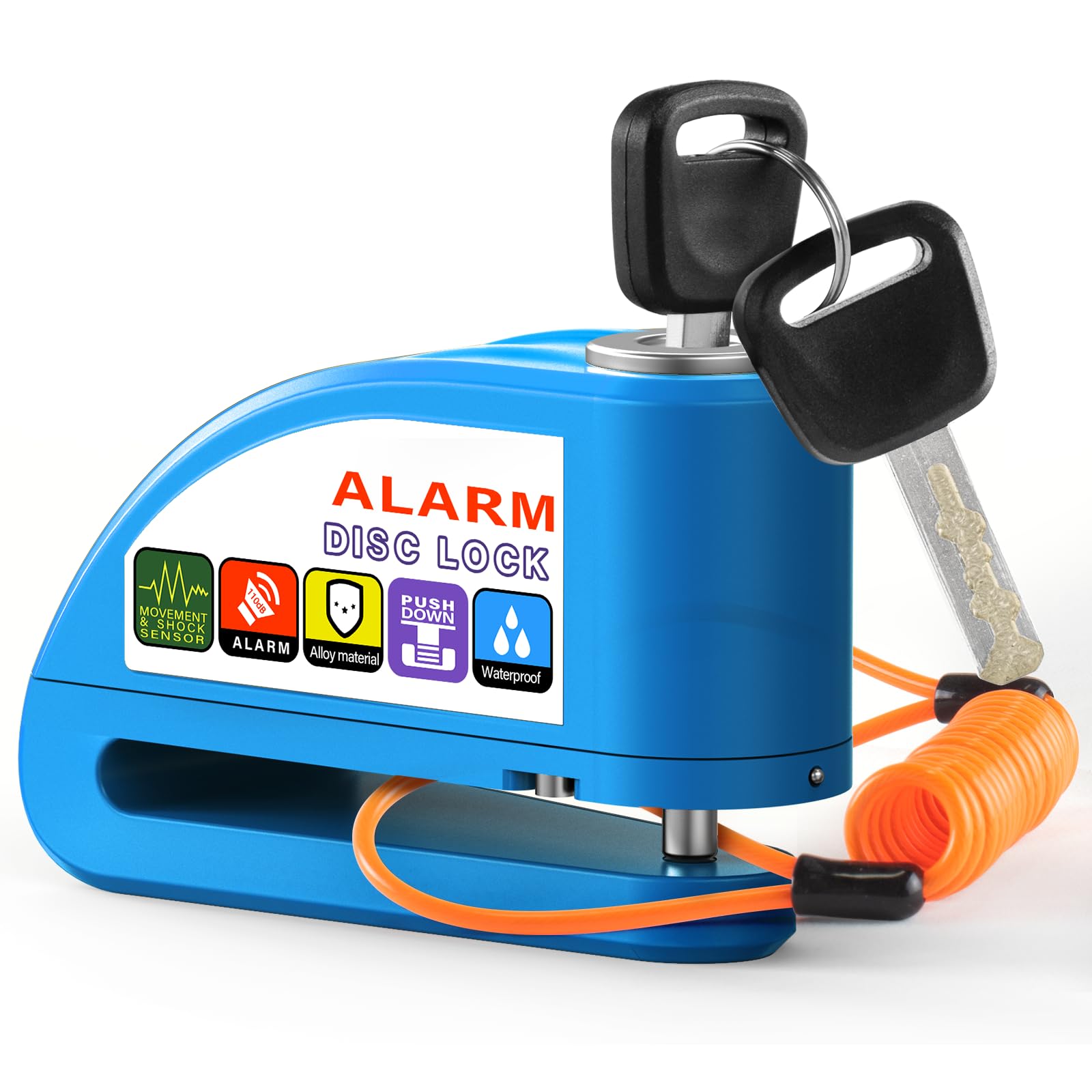 バイクロック ディスクロック バイクディスクロック ディスクブレーキロック 防水防塵 防錆 110db 大音..