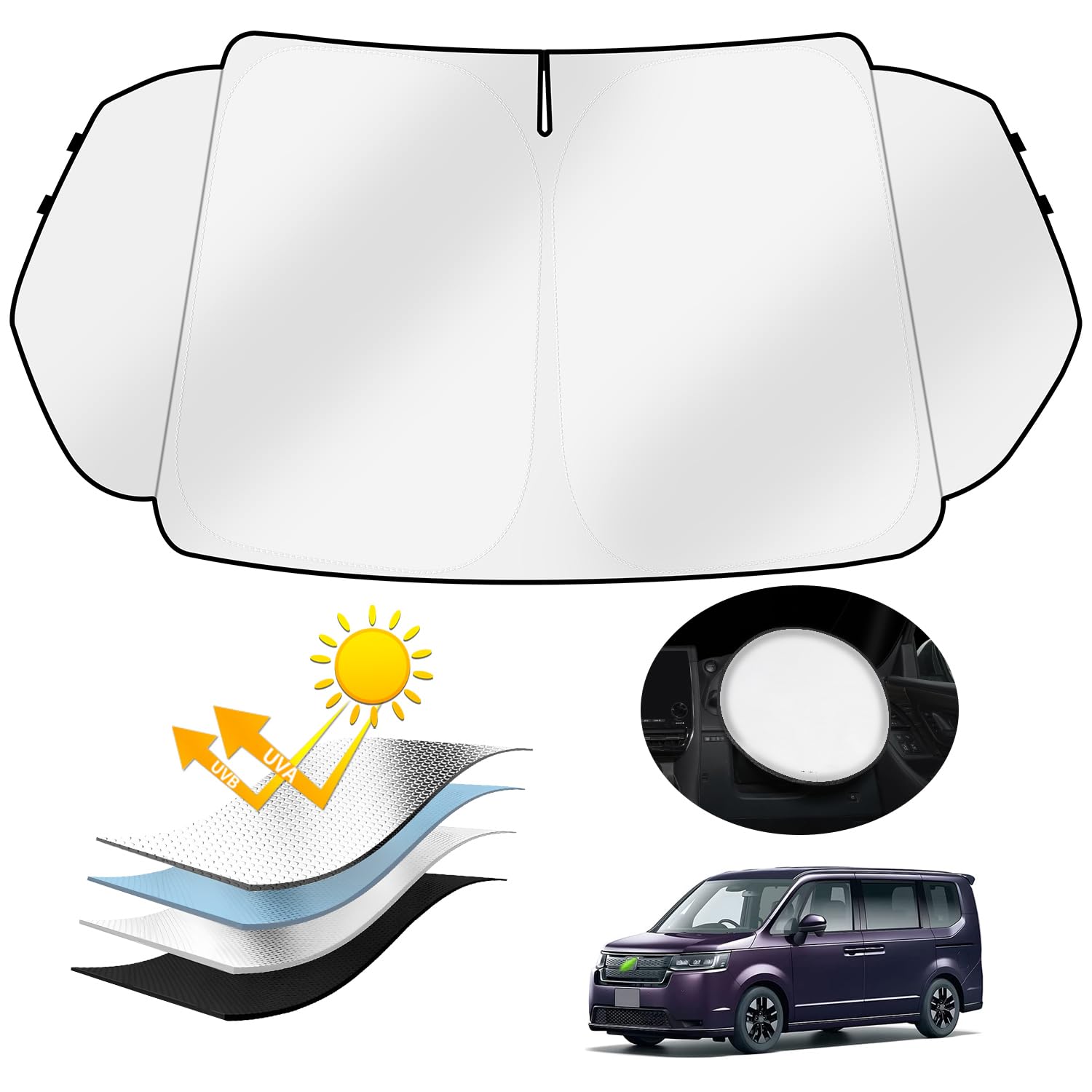 ホンダ 新型ステップワゴン RP6 RP7 RP8型 サンシェード 車用 フロント&三角ガラス一体式 フロントサン..